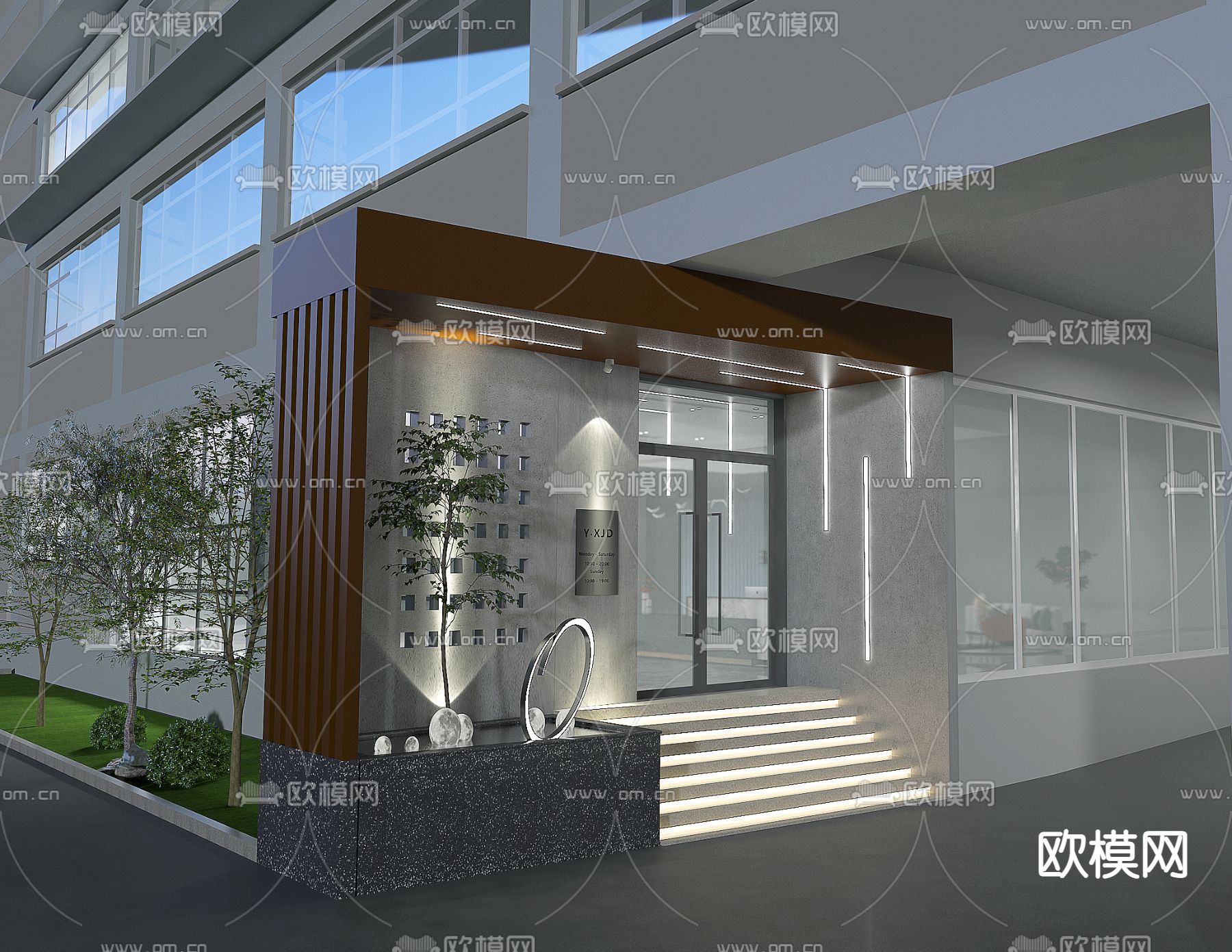 现代办公室门头免费3d模型下载_ID12203390_3dmax免费模型-欧模网