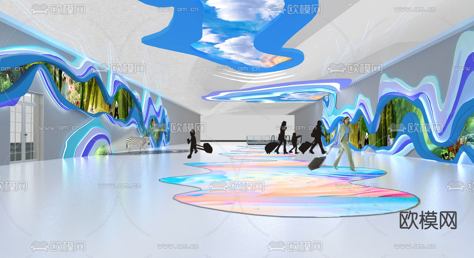 现代机场隧道免费3d模型下载（渲染图2）