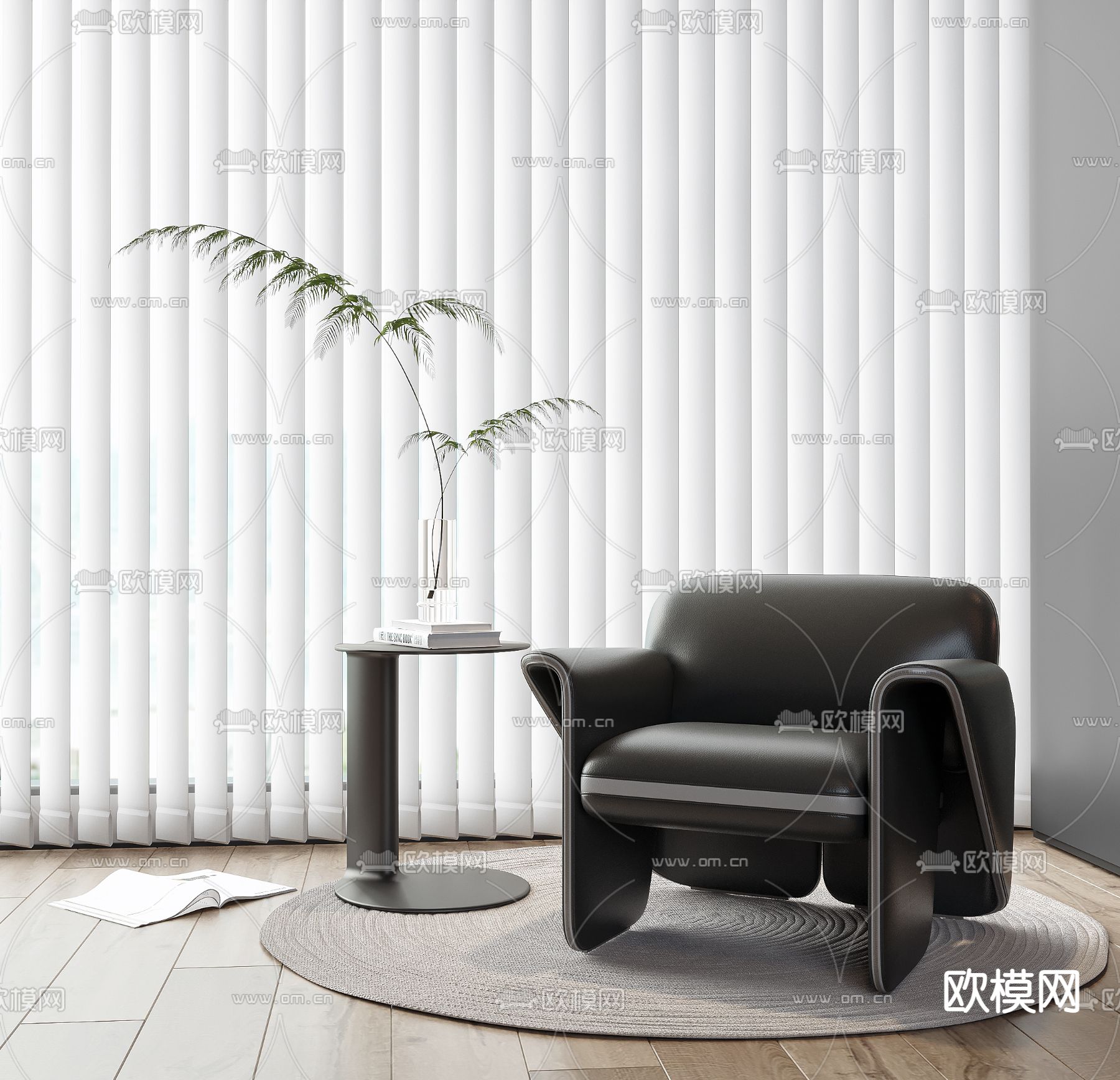 皮革休闲沙发3d模型下载