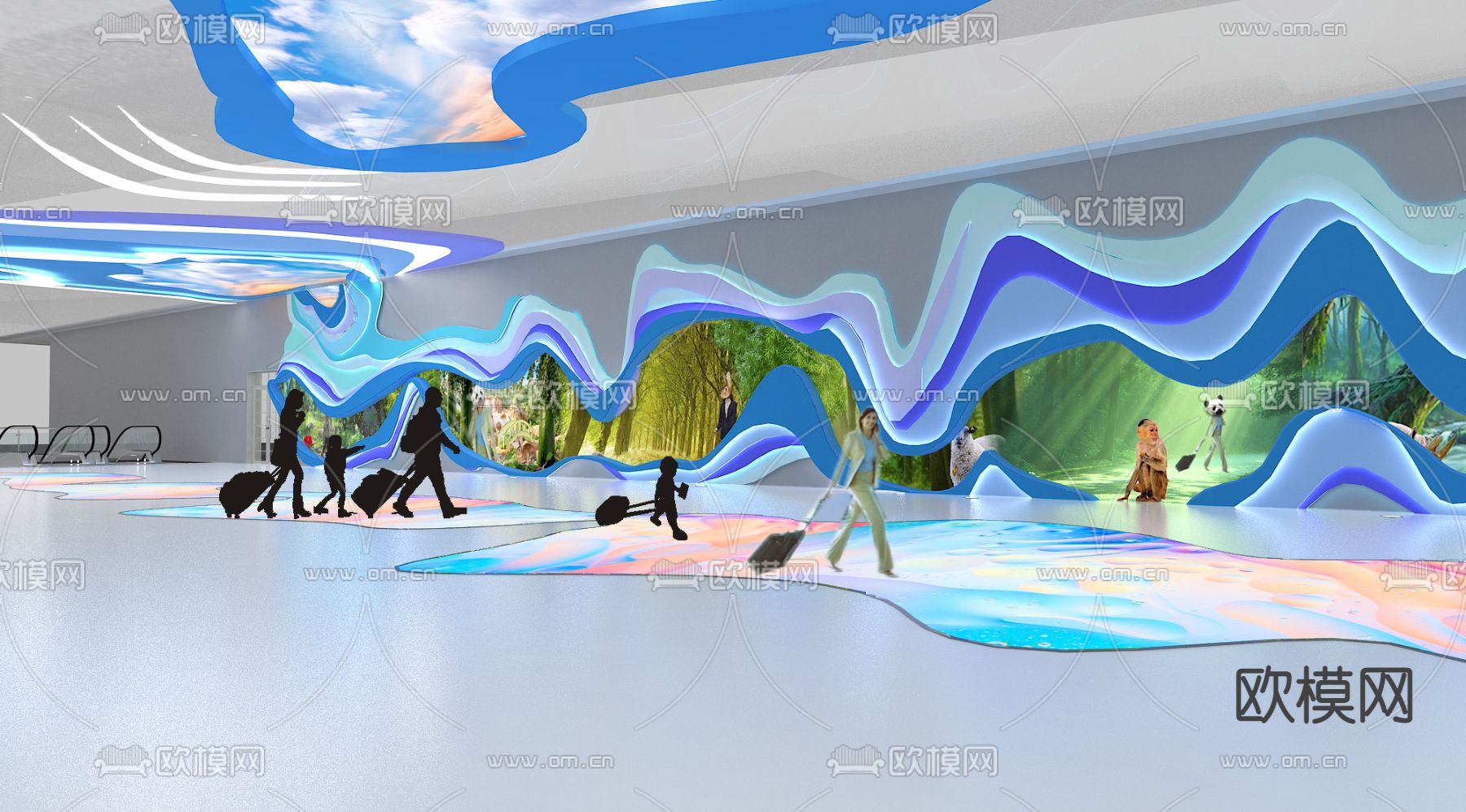 现代机场隧道免费3d模型下载（渲染图1）