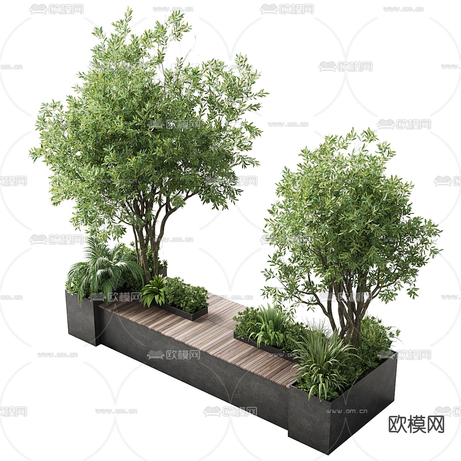 户外座椅 公园座椅 花坛3d模型