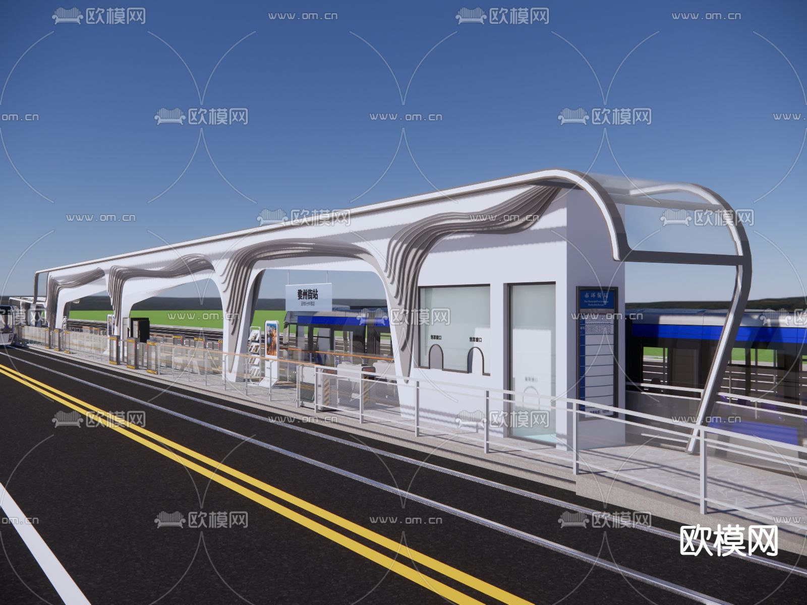 现代交通建筑地铁站su模型下载（渲染图1）
