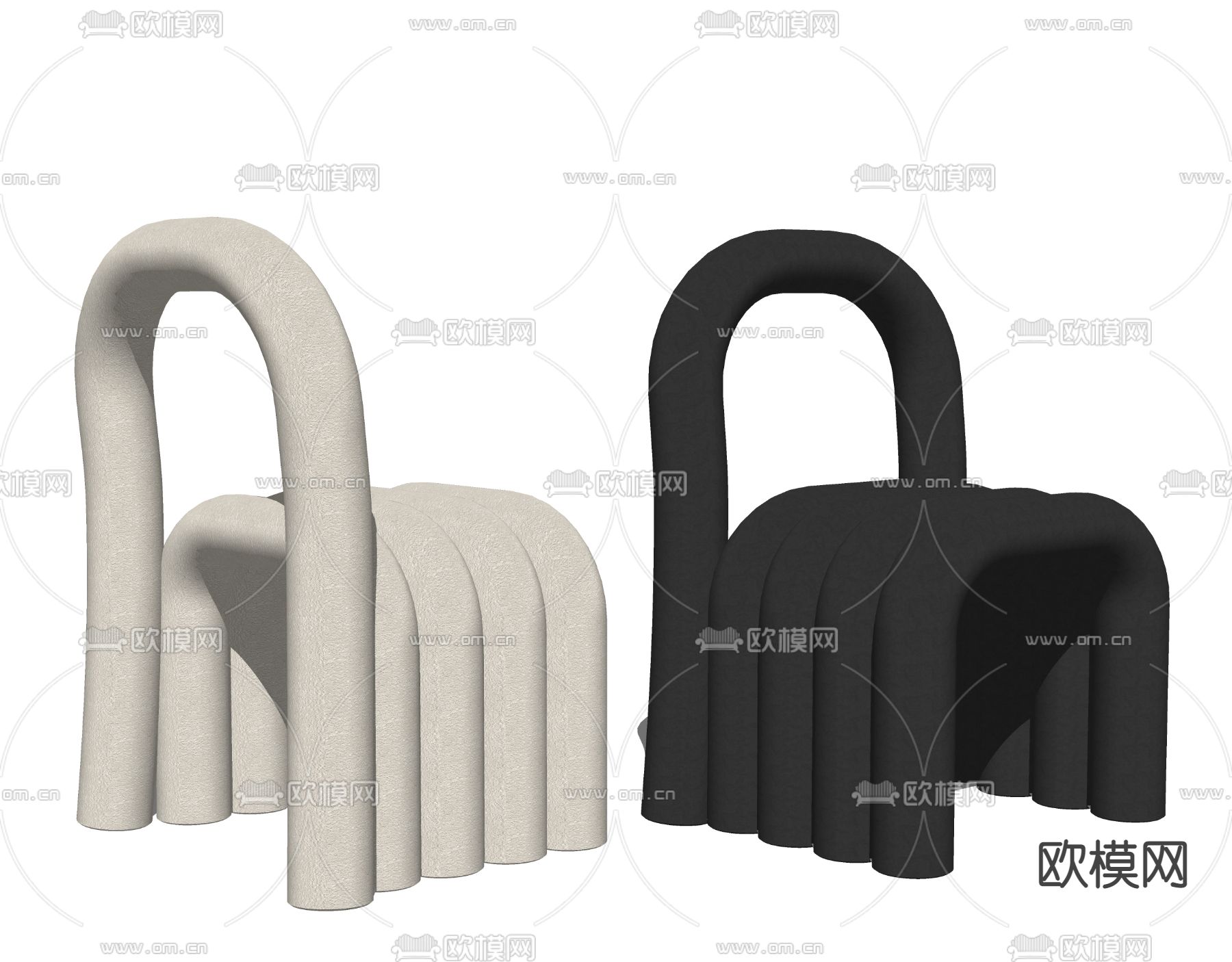 Cadeira 黑白休闲椅子su模型