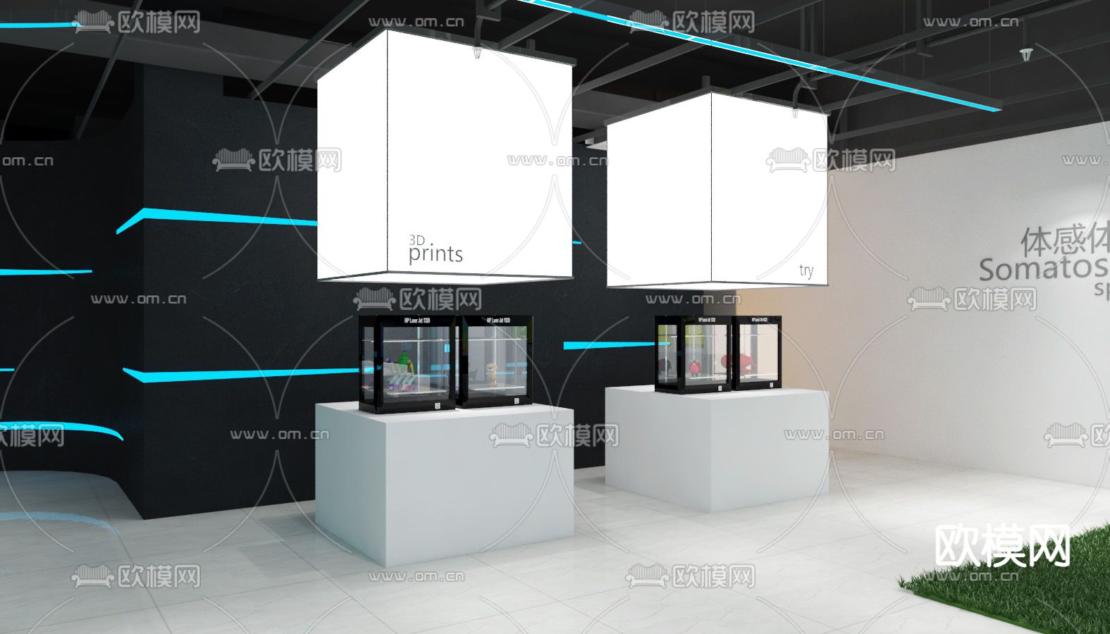 多媒体展厅免费3d模型下载（渲染图2）