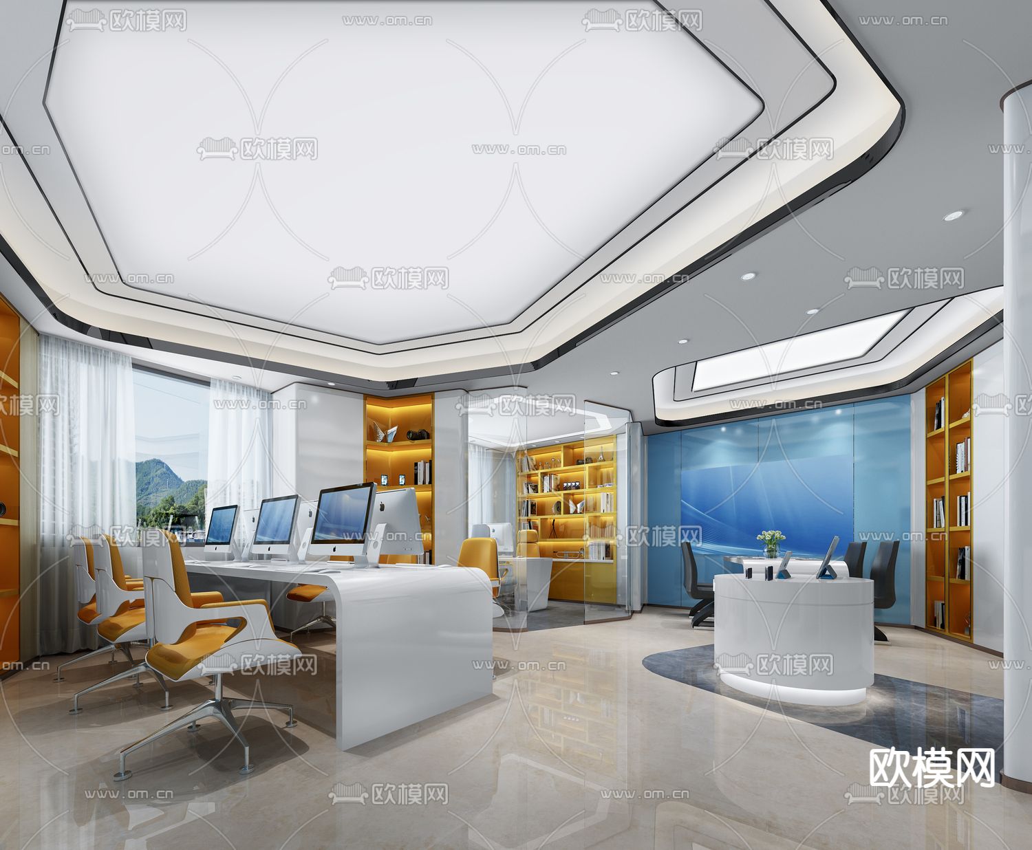 现代公共办公室免费3d模型下载_ID12210510_3dmax免费模型-欧模网