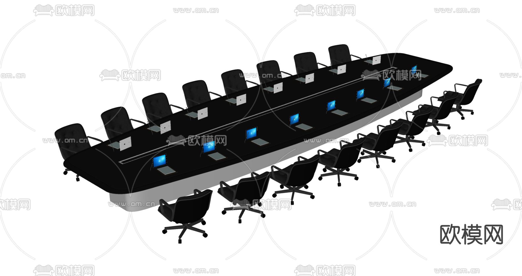 现代会议桌su模型下载（渲染图2）