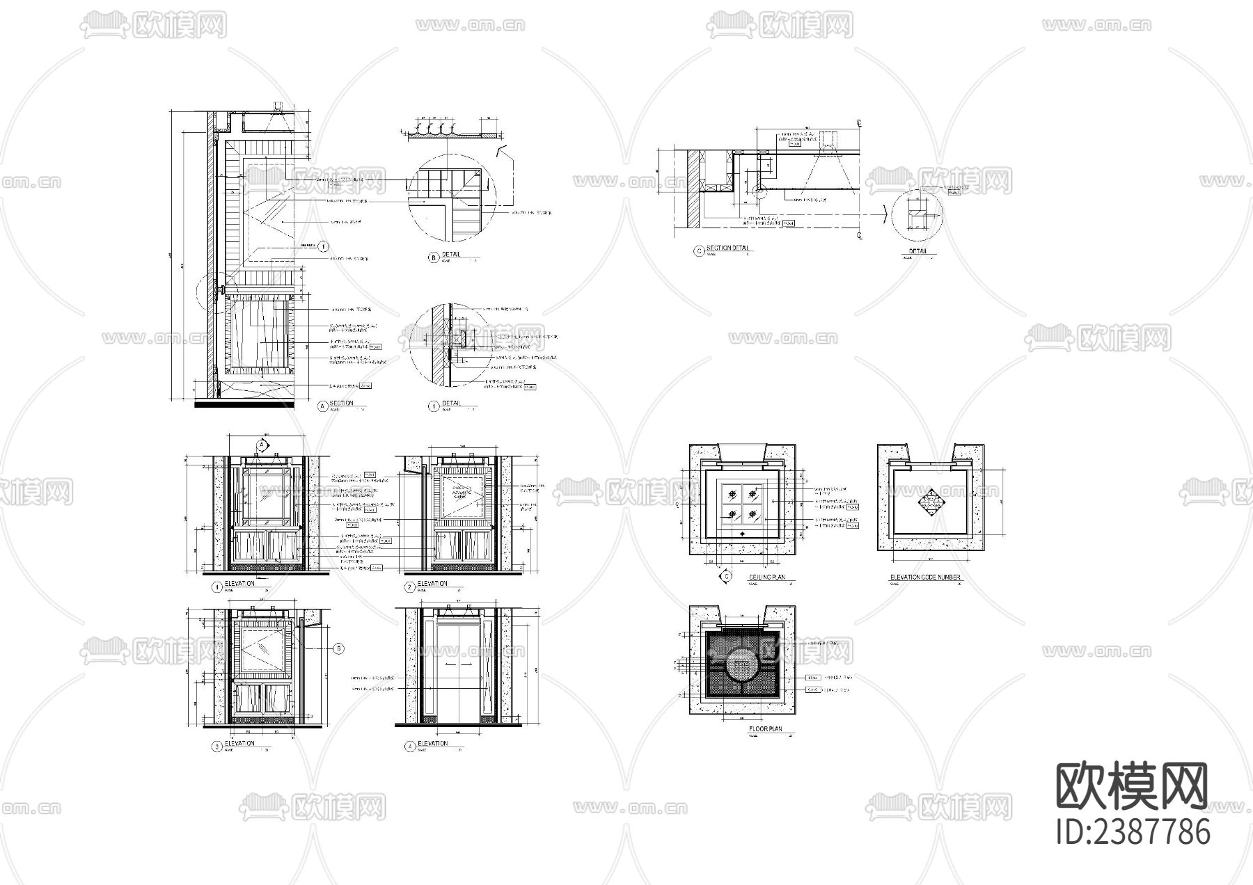 电梯骄厢CAD节点大样下载（渲染图4）
