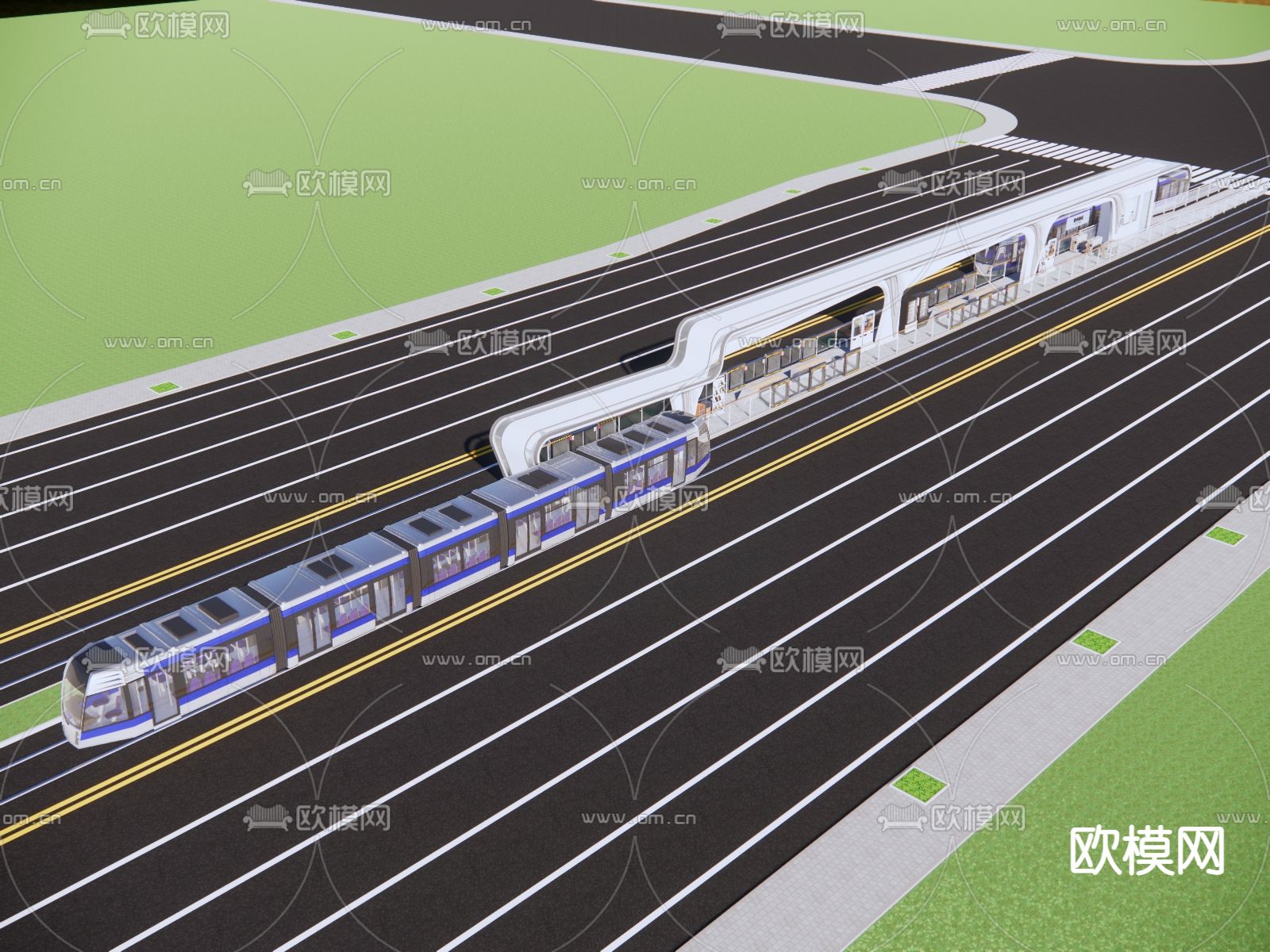 现代交通建筑地铁站su模型下载（渲染图3）