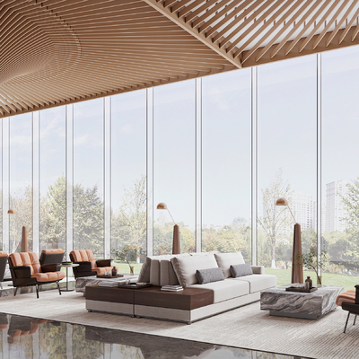  锐度设计 现代售楼处洽谈区3d模型 