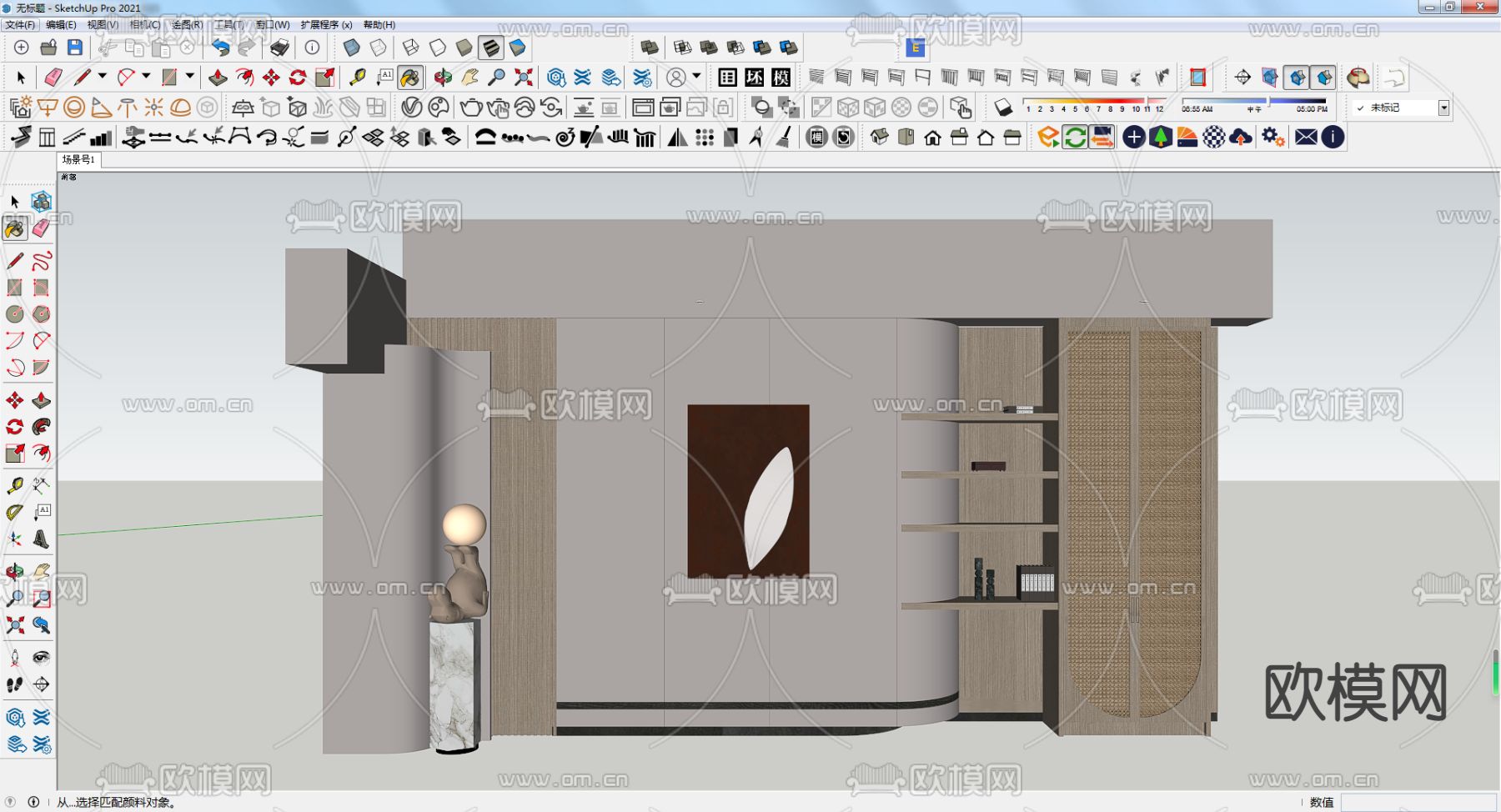 侘寂风藤编背景墙su模型下载（渲染图2）