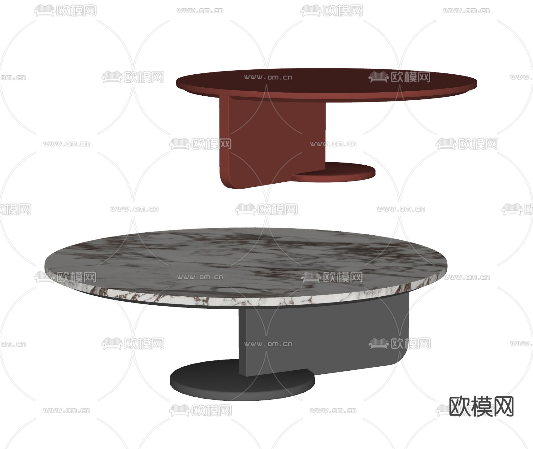 圆形餐桌su模型下载（渲染图2）