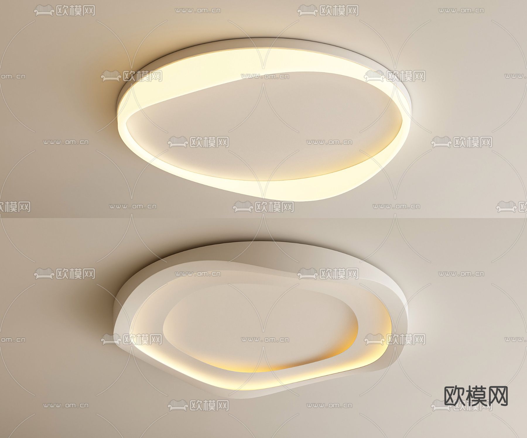 奶油风吸顶灯su模型下载（渲染图1）