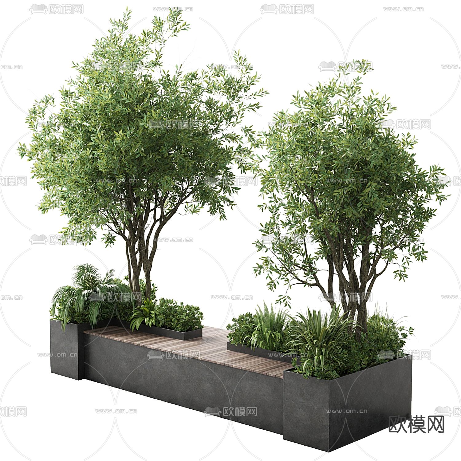 户外座椅 公园座椅 花坛3d模型