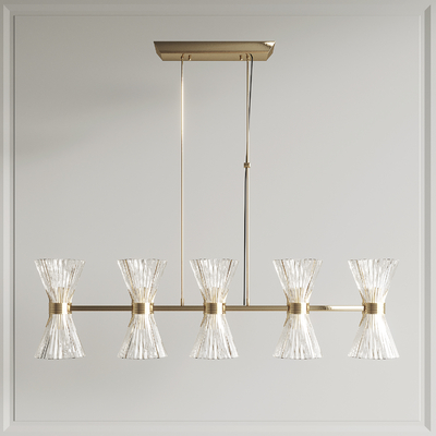 轻奢玻璃多头吊灯 长条吊灯su模型