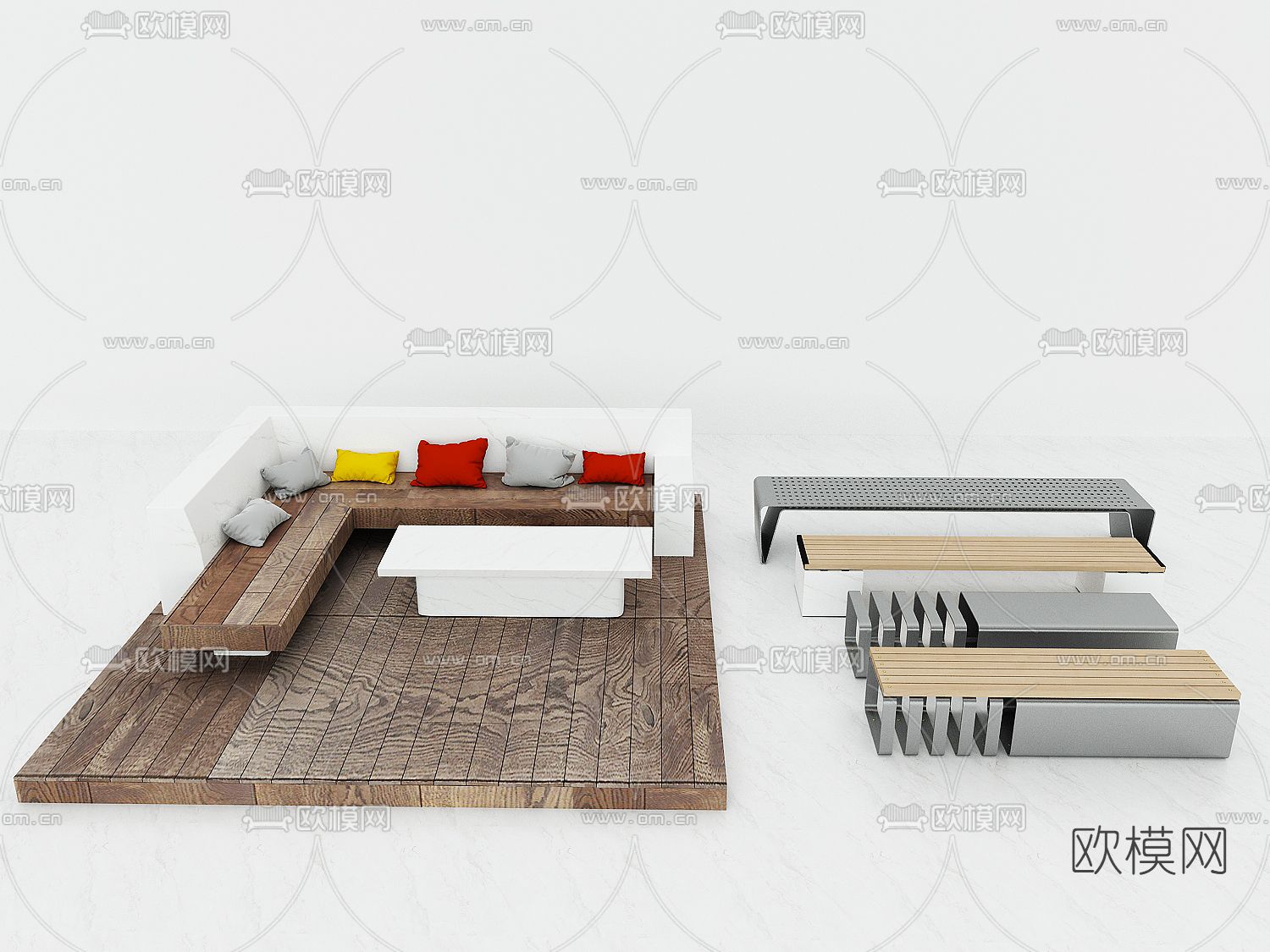 现代户外沙发3d模型下载