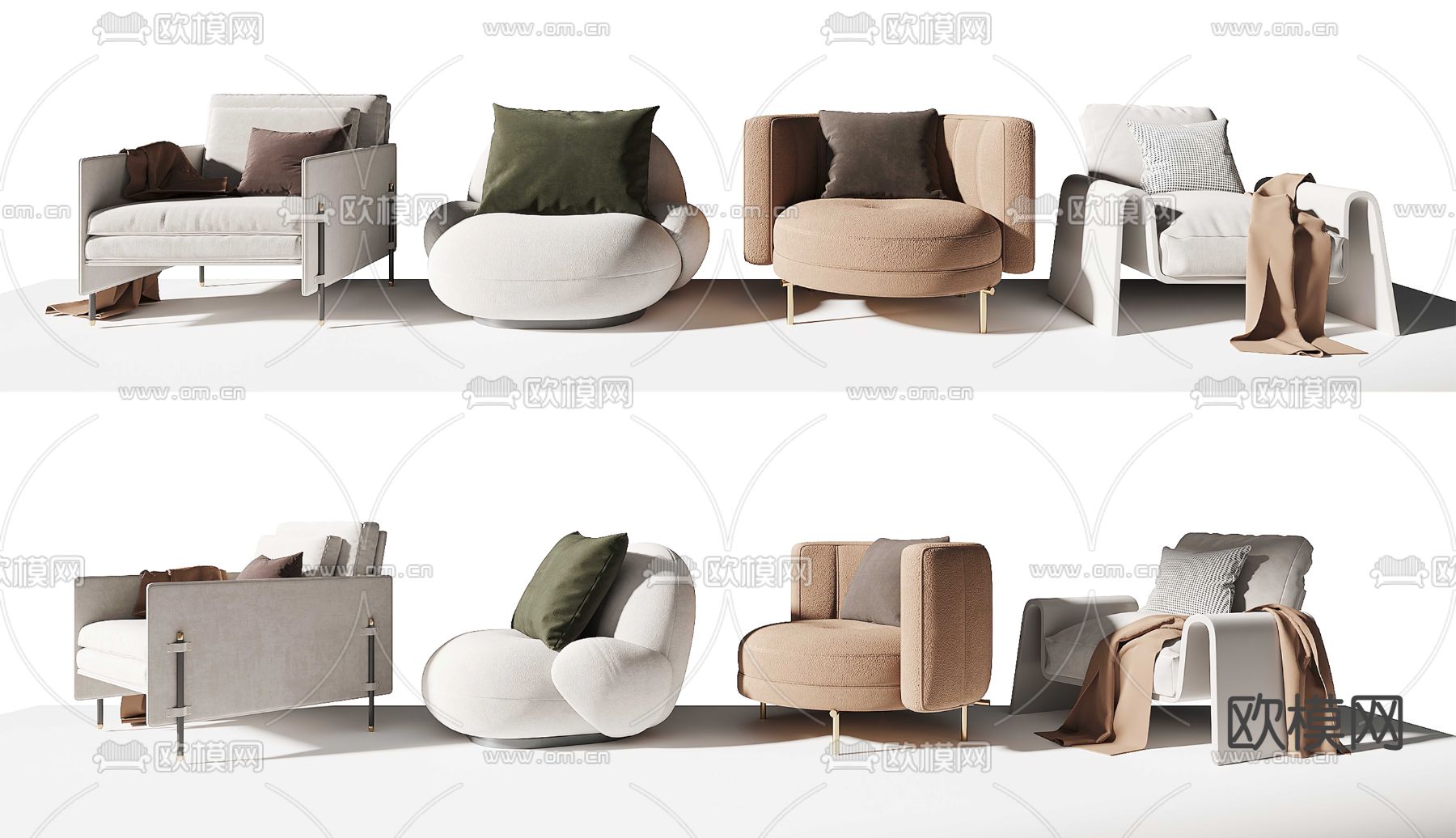 现代休闲沙发3d模型下载