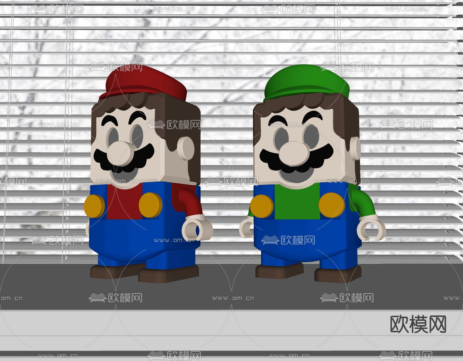 马里奥潮玩积木手办su模型下载（渲染图2）