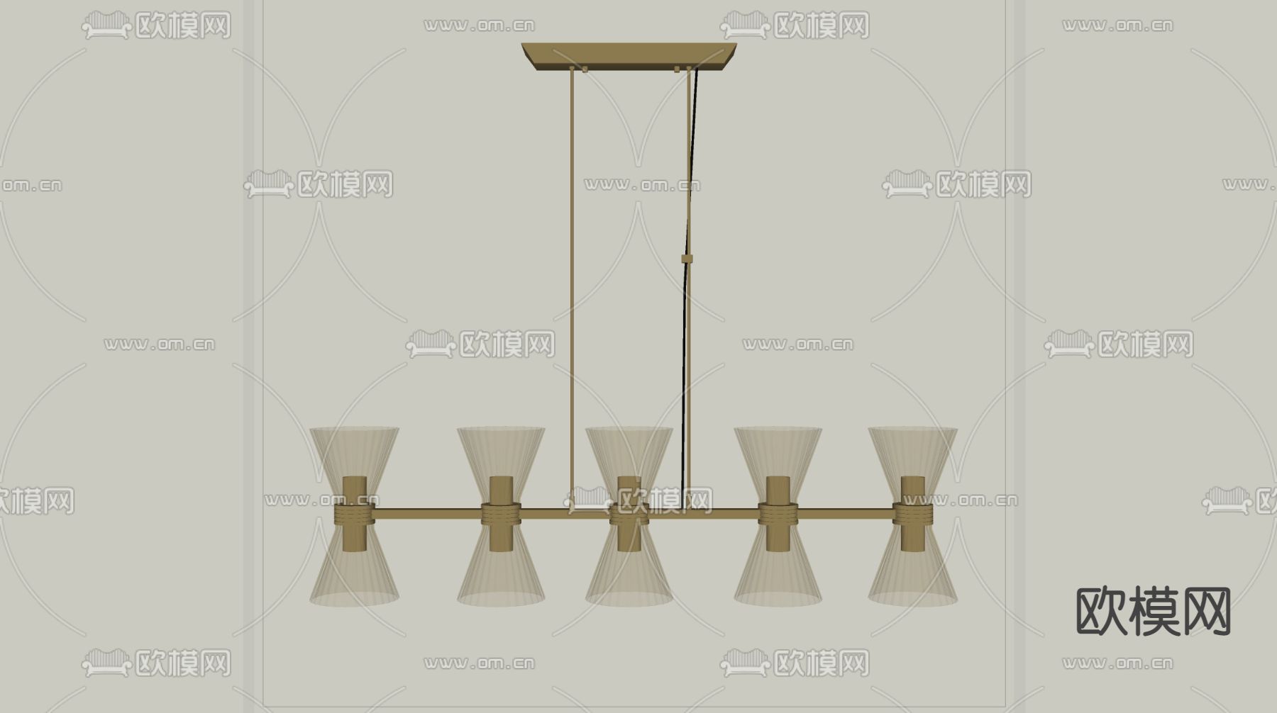 轻奢玻璃多头吊灯 长条吊灯su模型