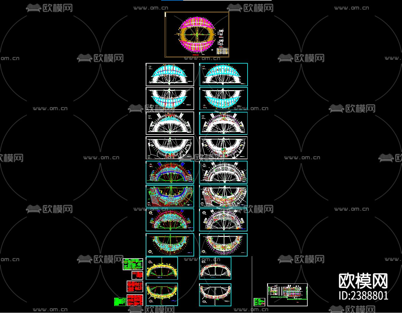 框架甲级某会展中心CAD施工图下载（渲染图1）