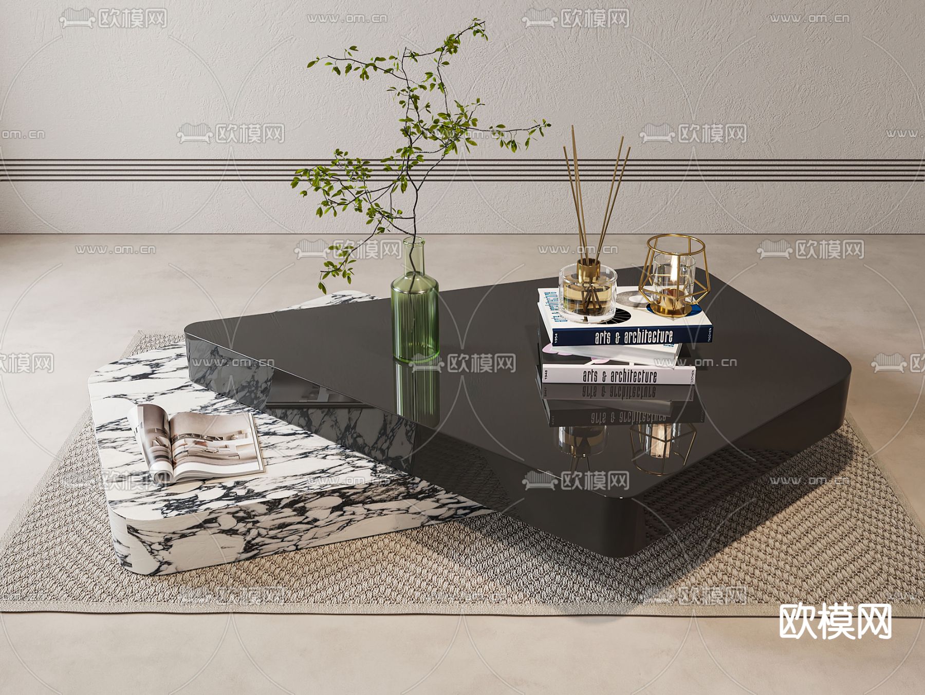 minotti 异形茶几su模型下载_ID12214402_sketchup模型下载-欧模网