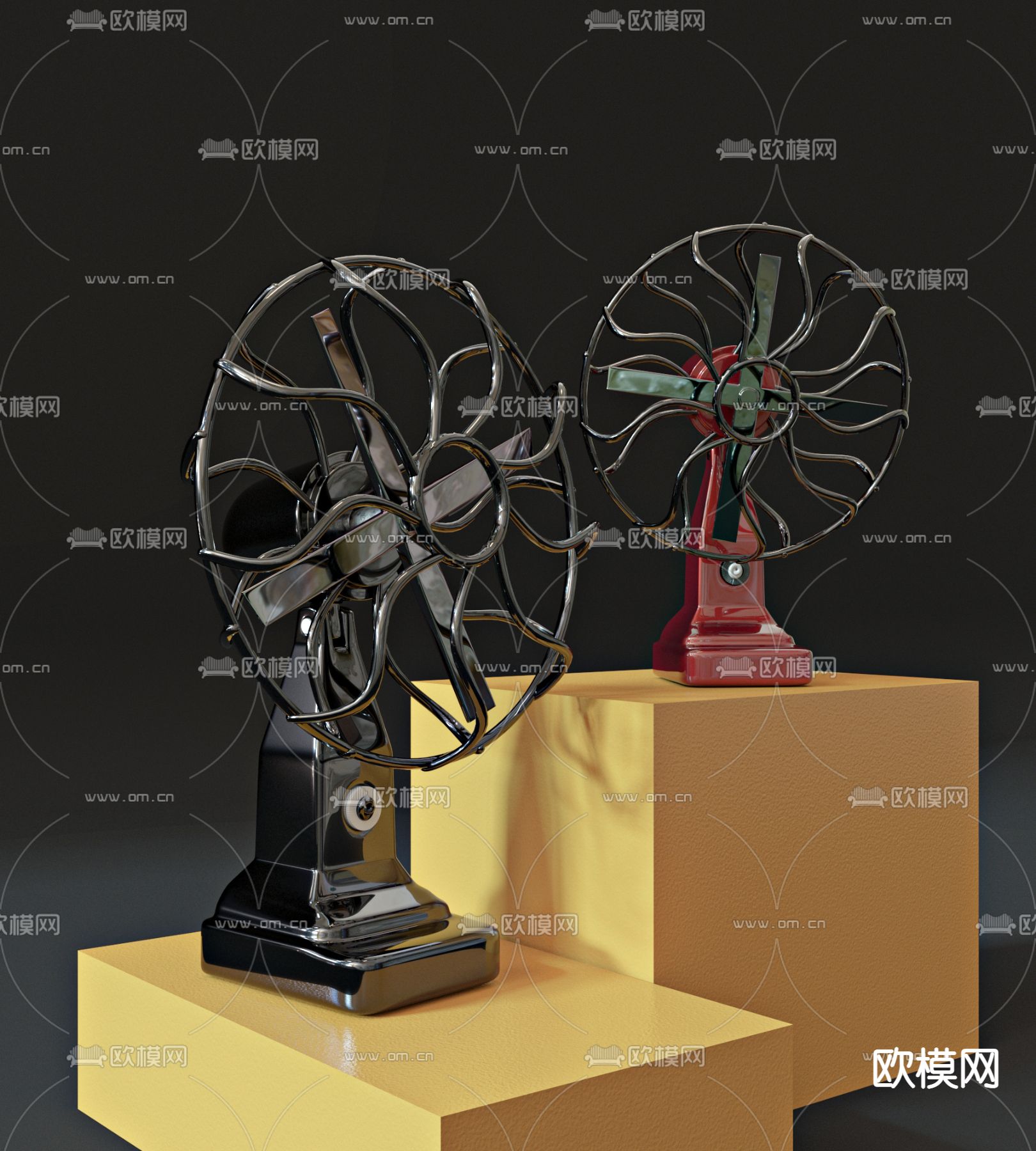 工业风台扇 风扇3d模型下载（渲染图1）