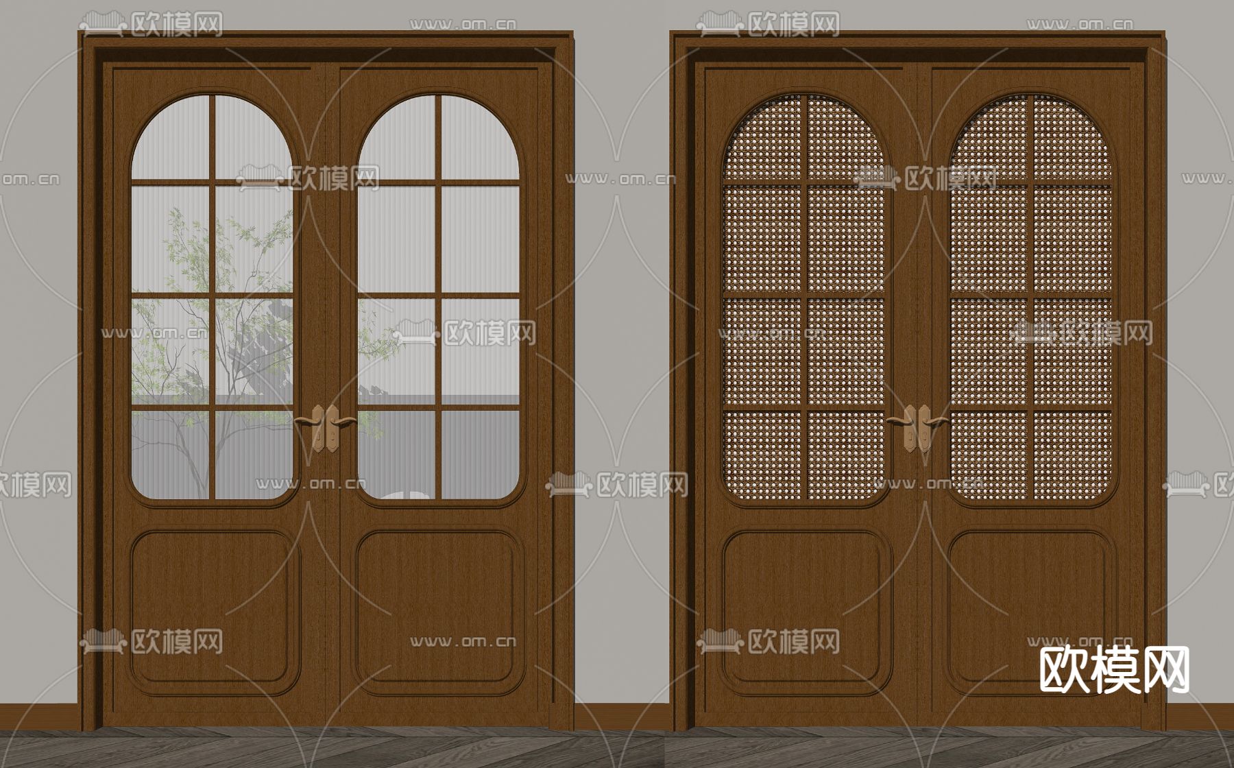 侘寂风双开门su模型下载（渲染图2）