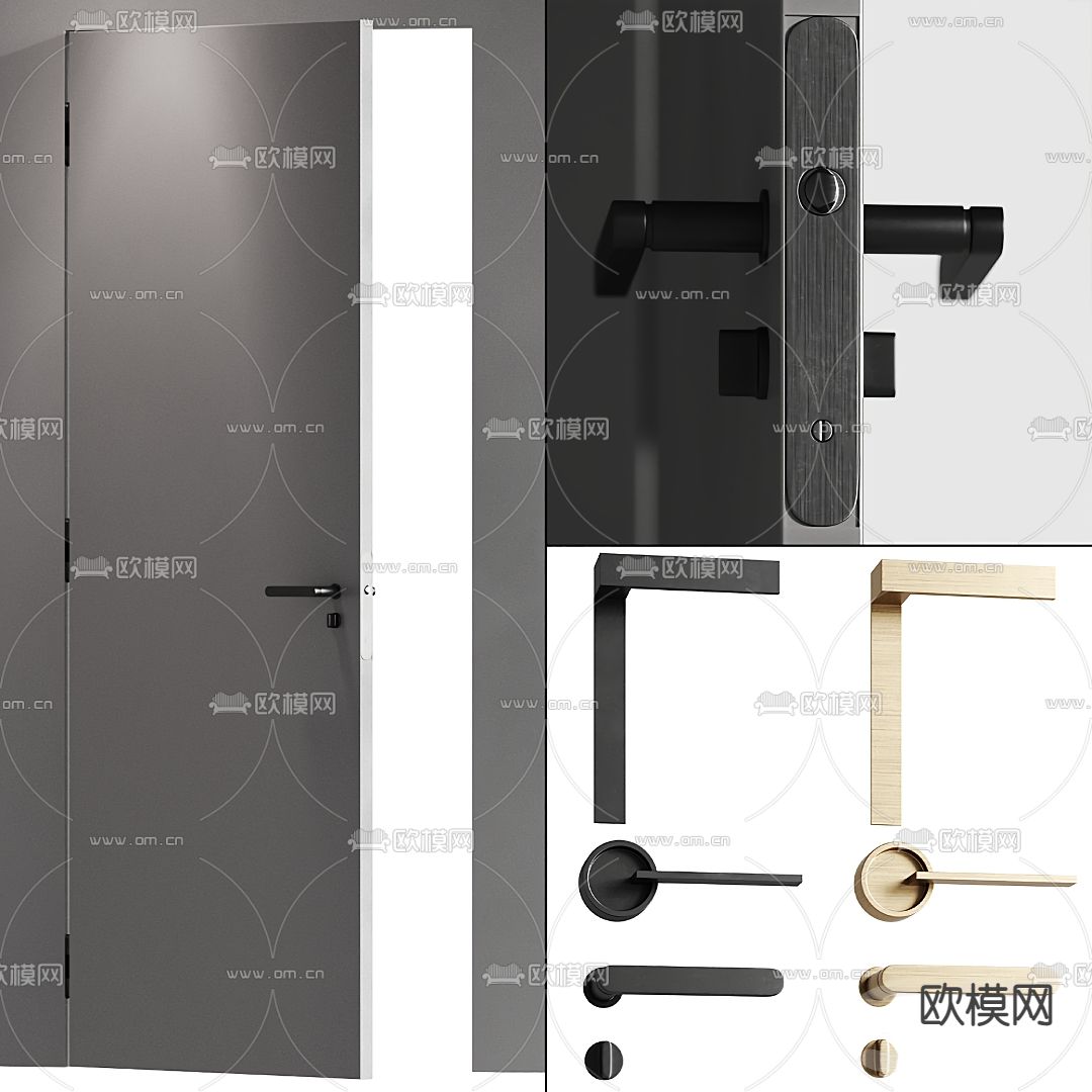 现代单开门3d模型下载