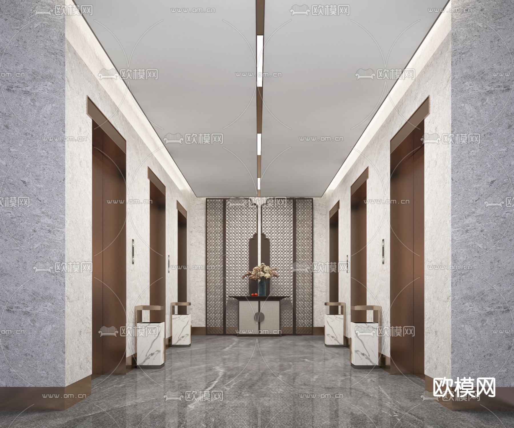 电梯门 电梯厅 电梯过道3d模型下载