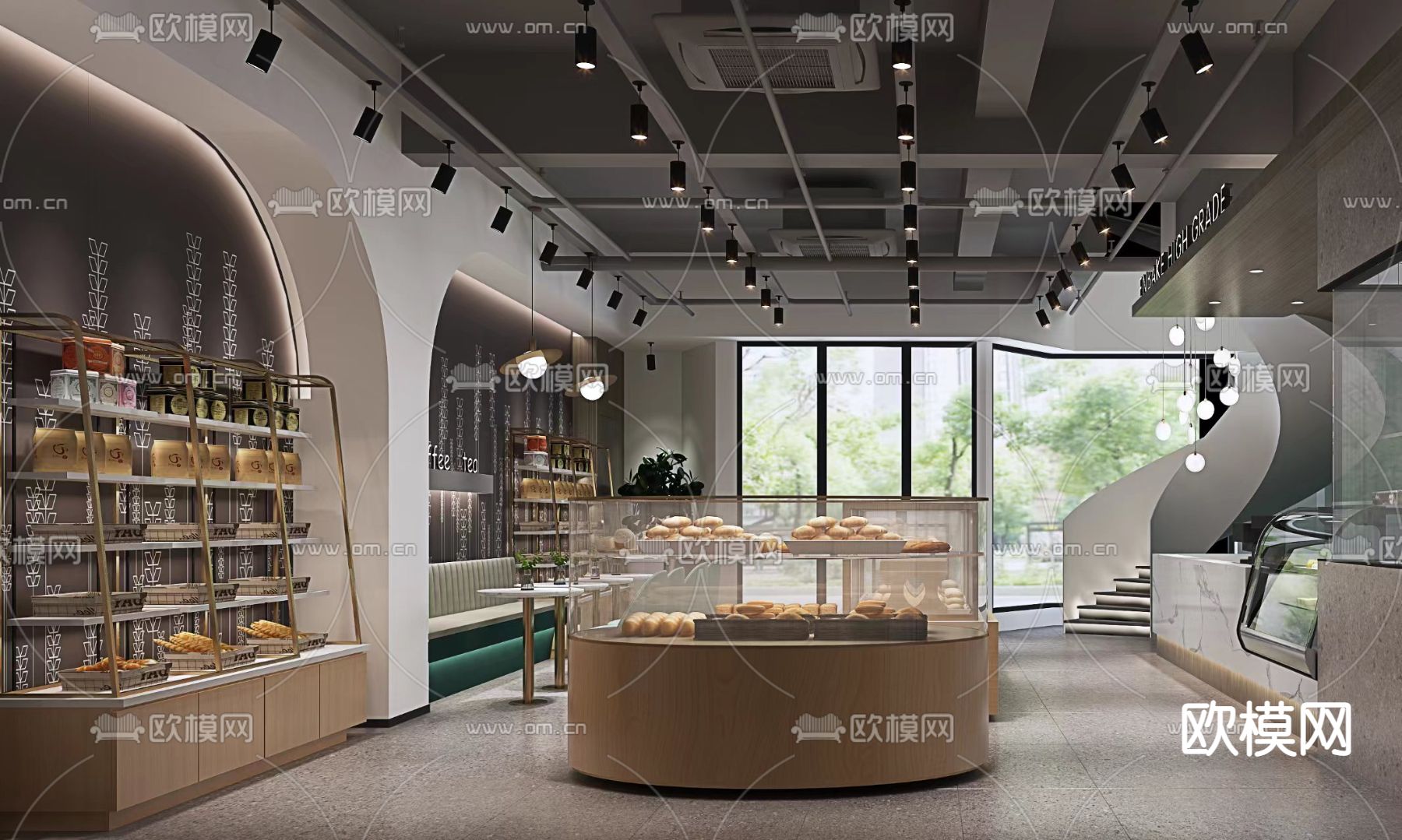 现代蛋糕店 甜品店3d模型下载（渲染图2）