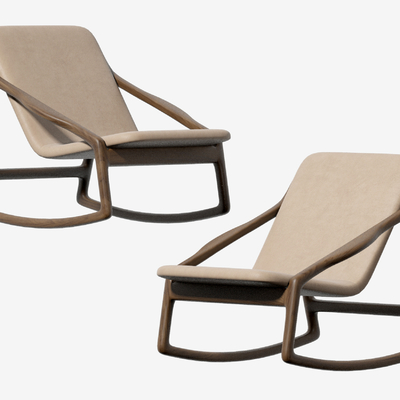  侘寂休闲躺椅 摇椅su模型 