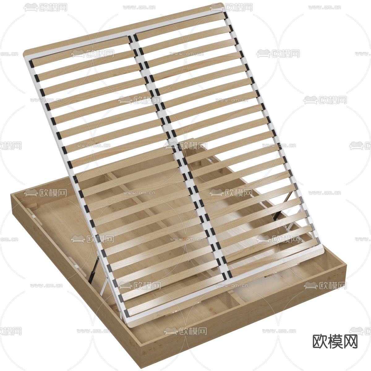 实木床箱 床架 排骨架3d模型下载（渲染图2）