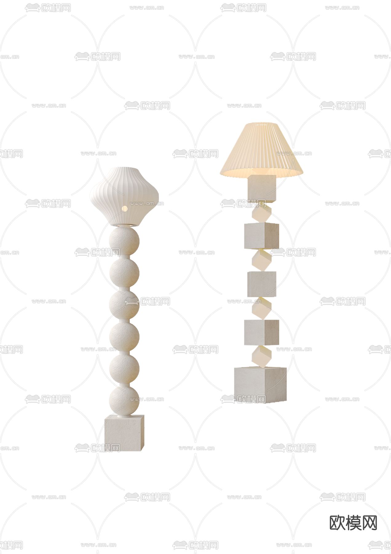 奶油风落地灯3d模型下载