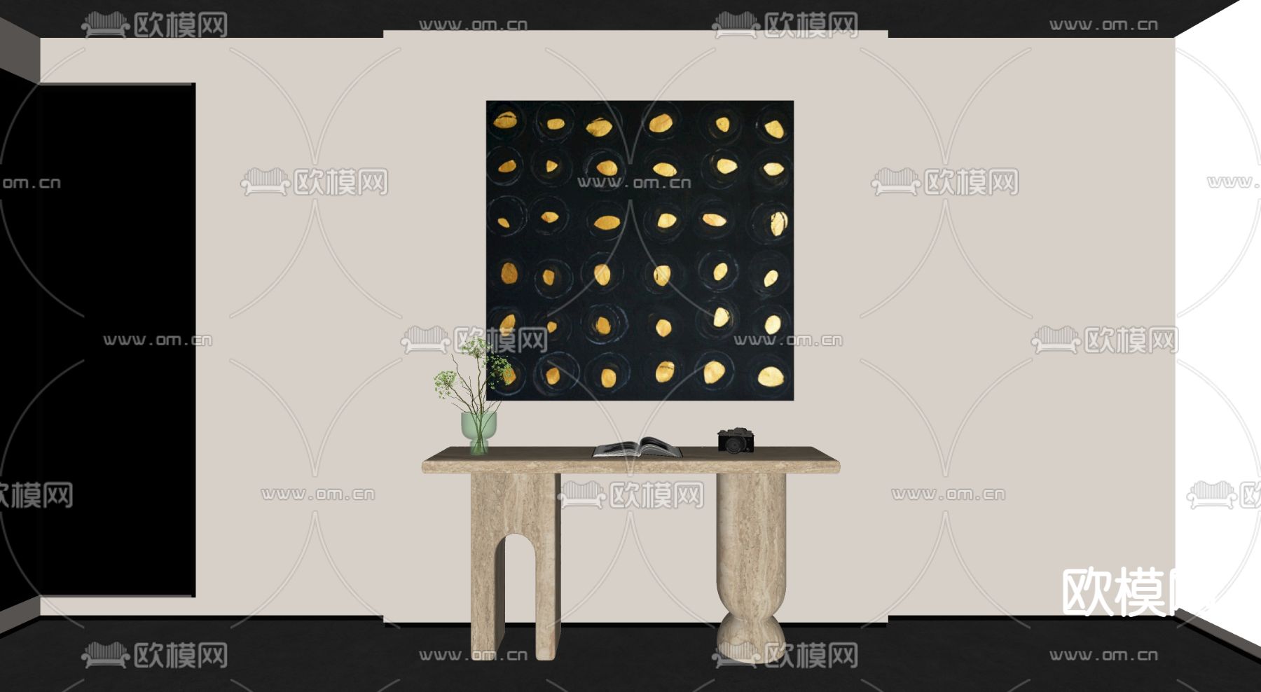 侘寂风装饰画 抽象画su模型