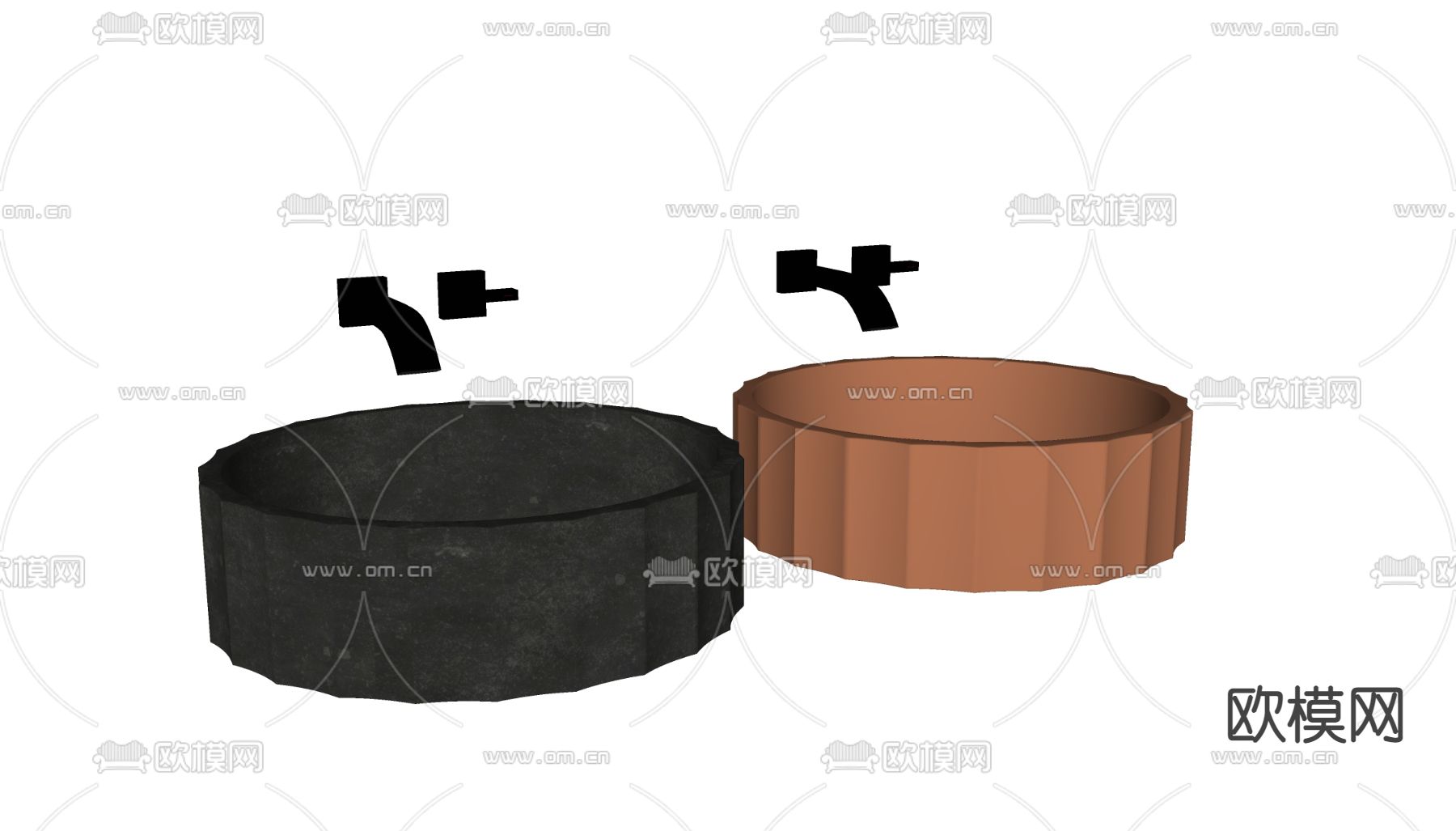 圆形洗手池 洗手台 台盆su模型下载（渲染图2）