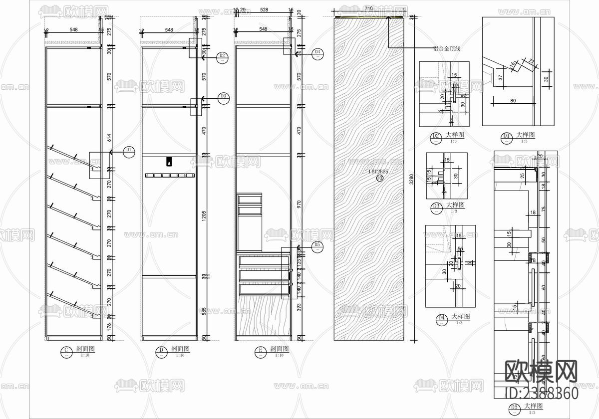 400㎡全屋定制展厅CAD施工图下载（渲染图9）