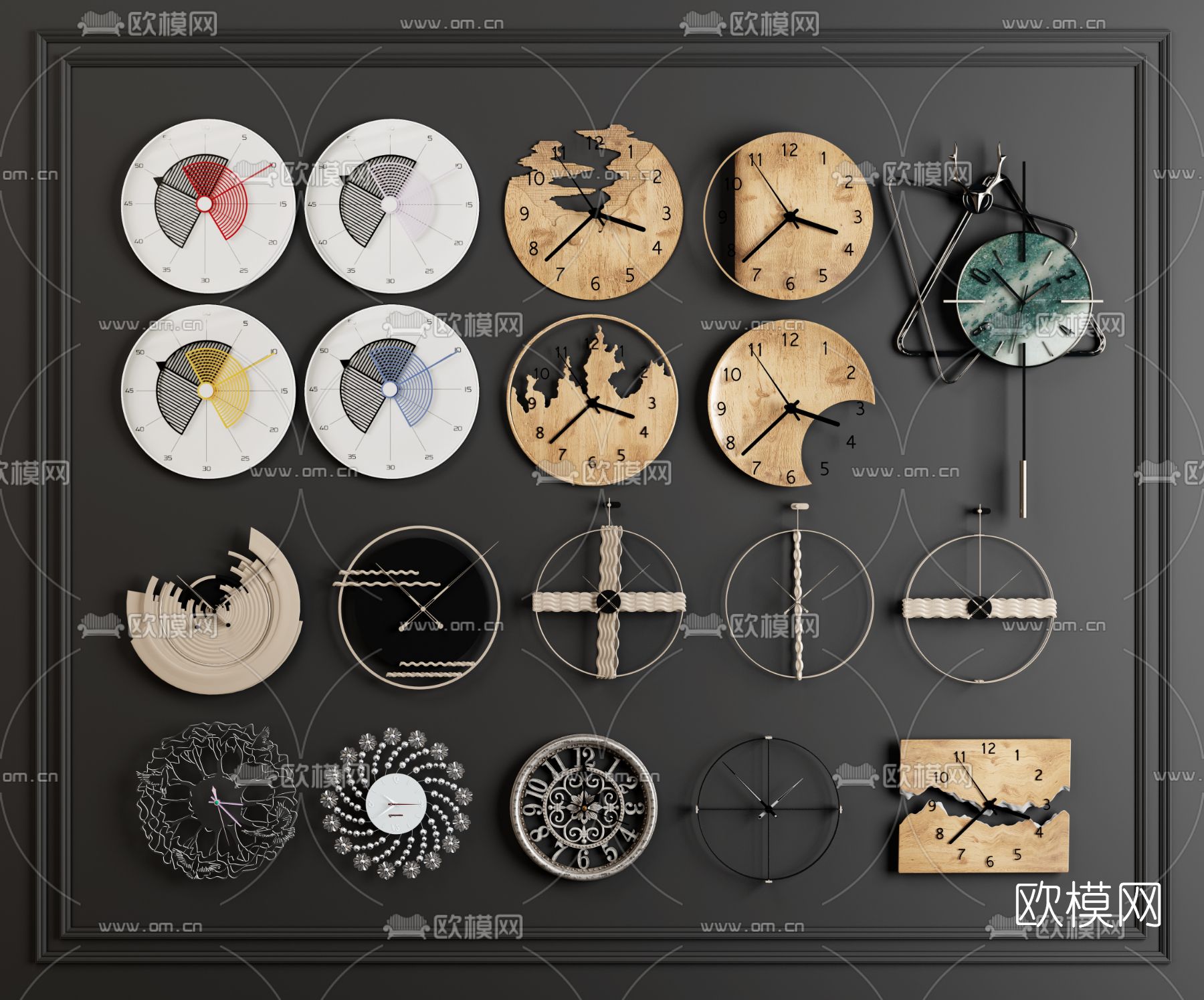 现代钟表 挂钟 时钟3d模型下载