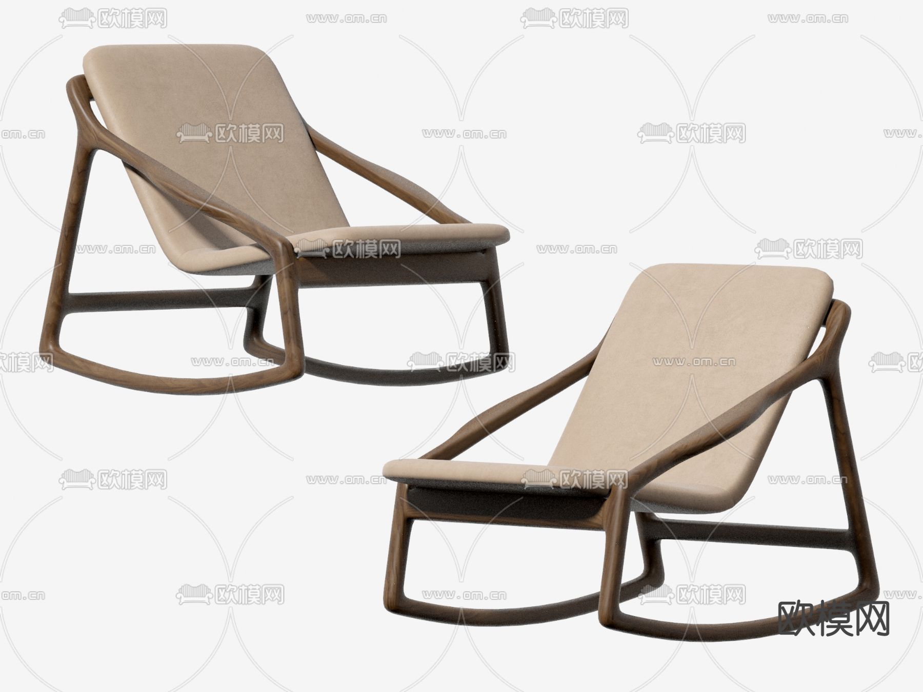 侘寂休闲躺椅 摇椅su模型下载