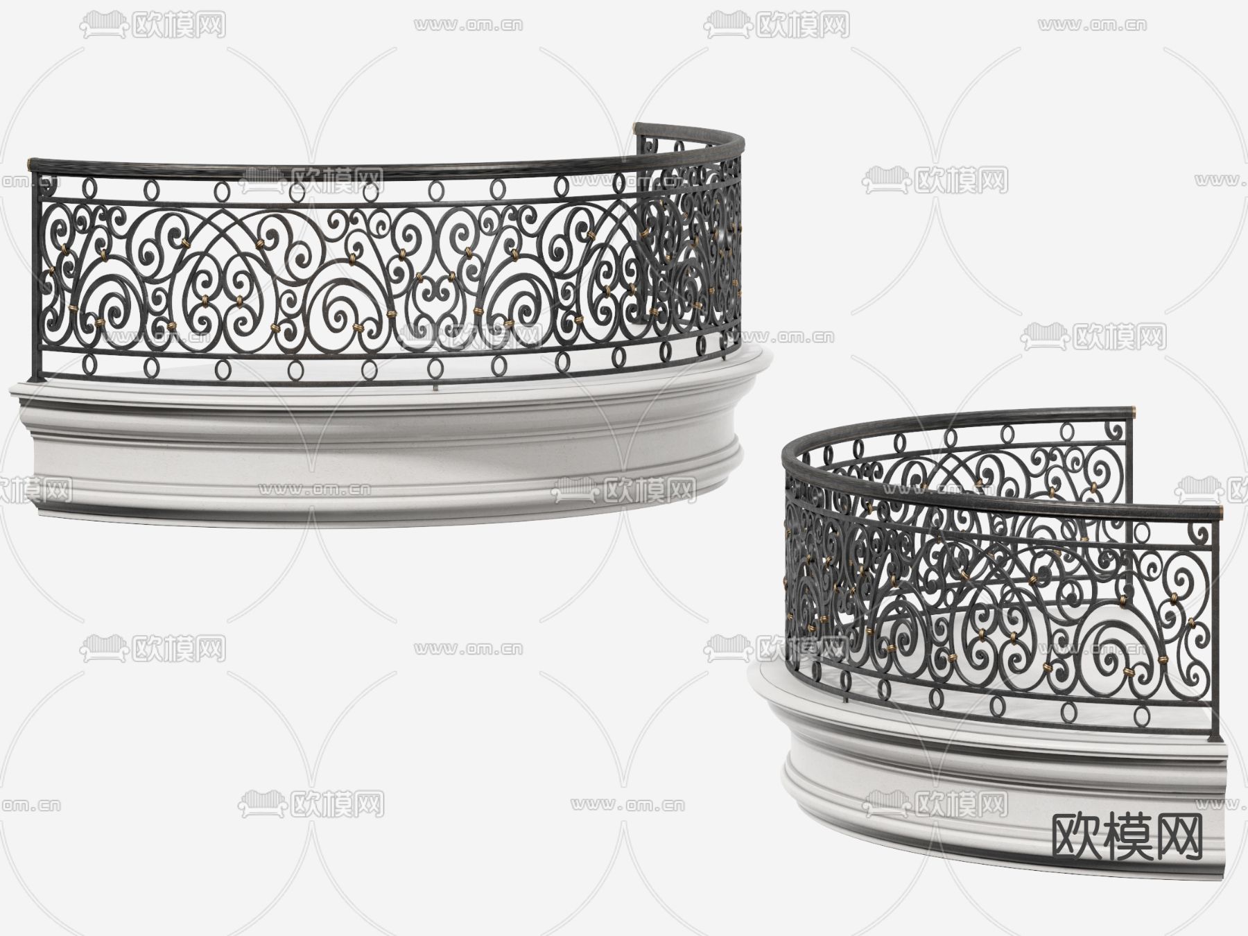 欧式铁艺护栏su模型下载