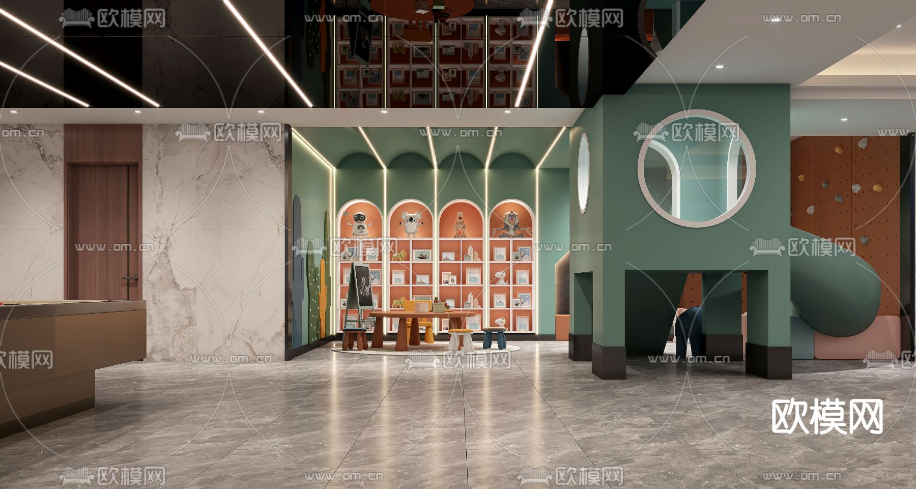 现代儿童娱乐区su模型下载（渲染图1）