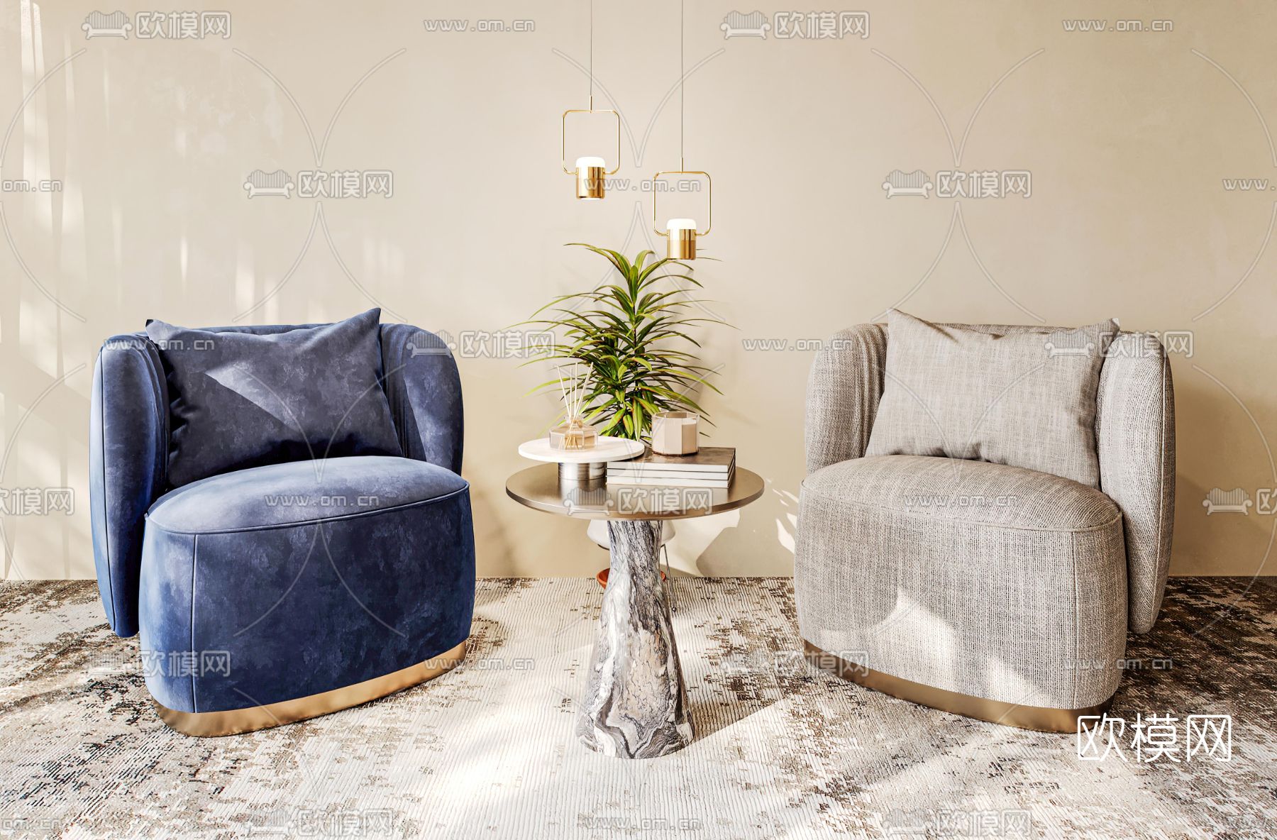 现代单人沙发3d模型下载