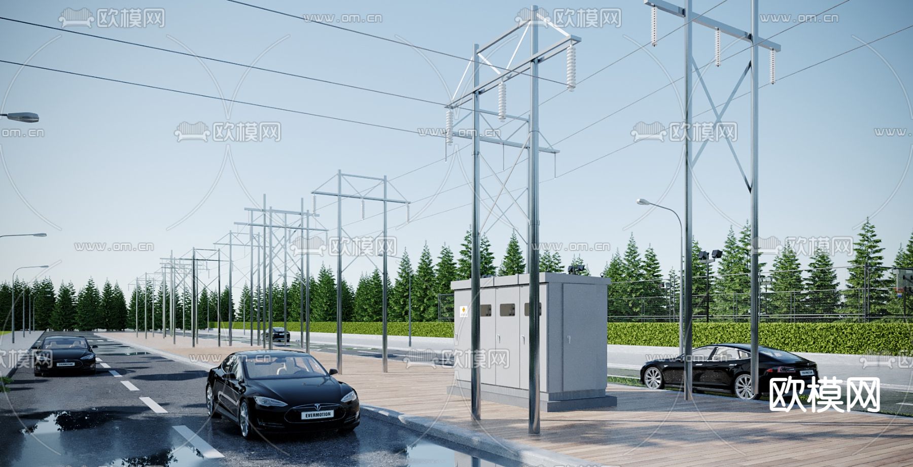 高压电线 电线杆 电塔3d模型下载