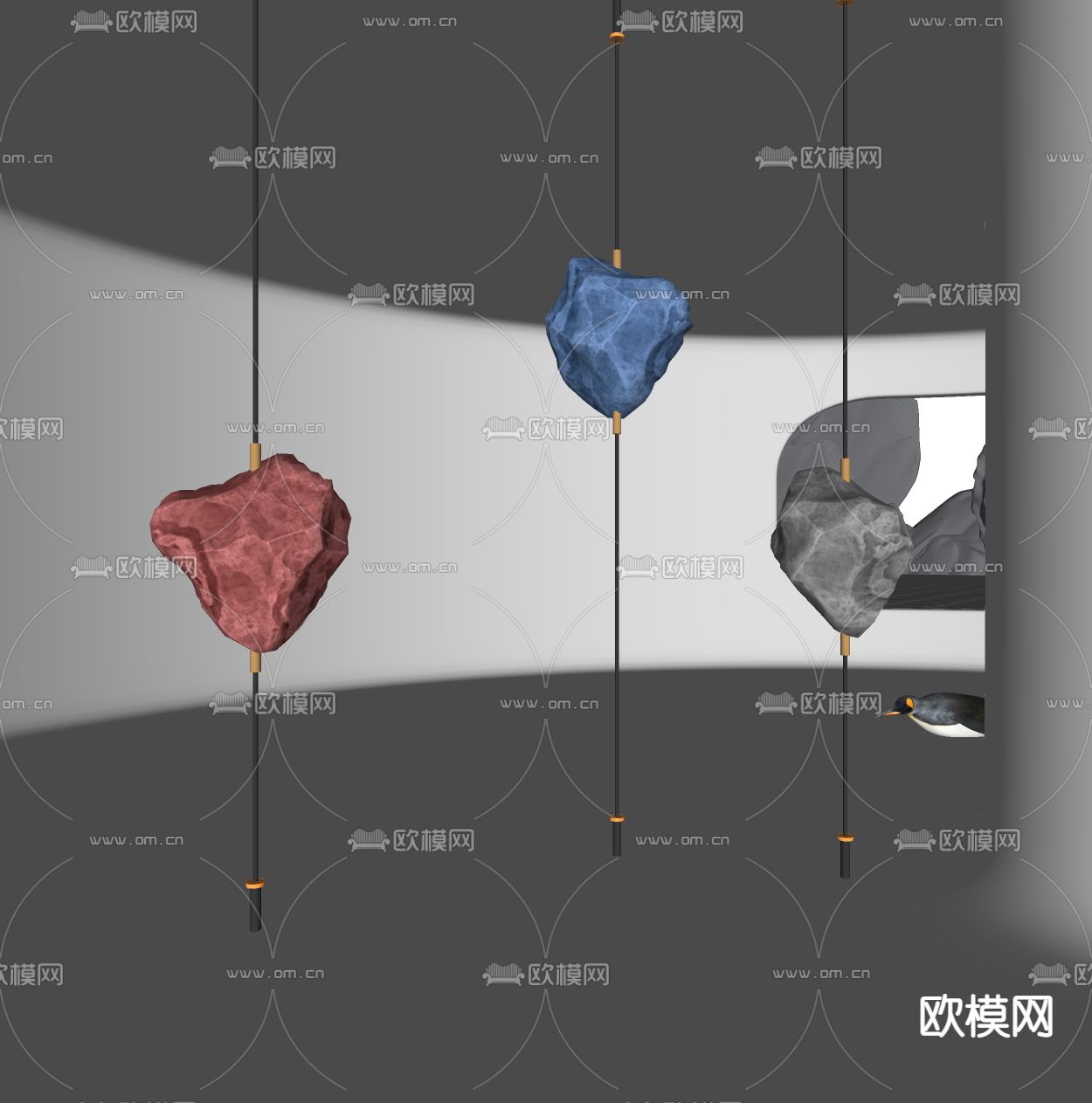 现代石头雕塑su模型下载（渲染图2）