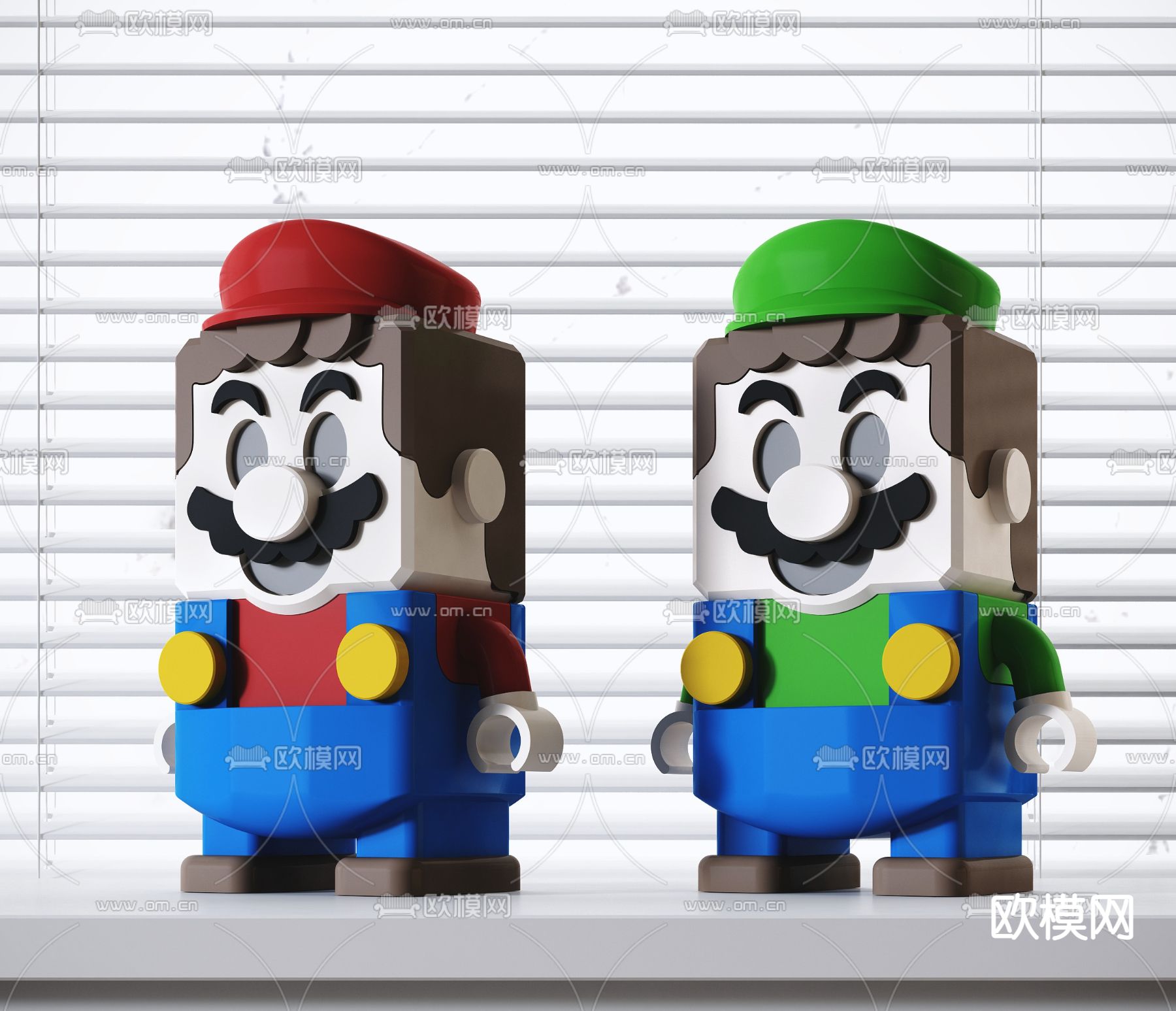 马里奥潮玩积木手办su模型下载（渲染图1）
