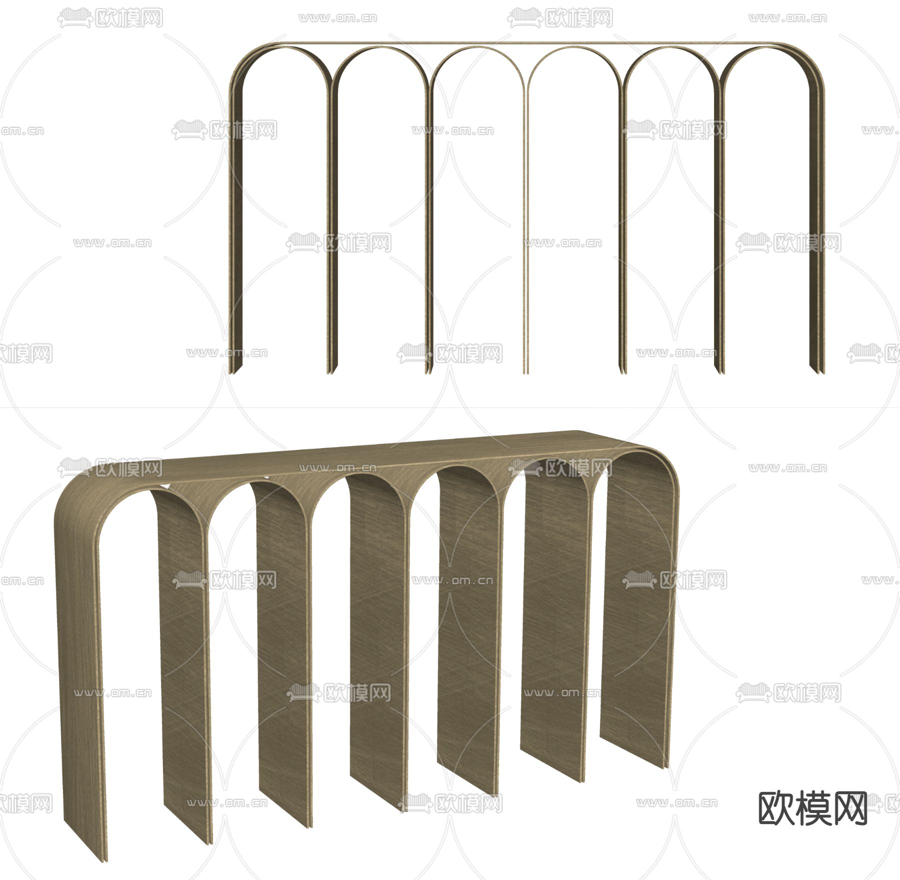 轻奢金属端景台 条案su模型