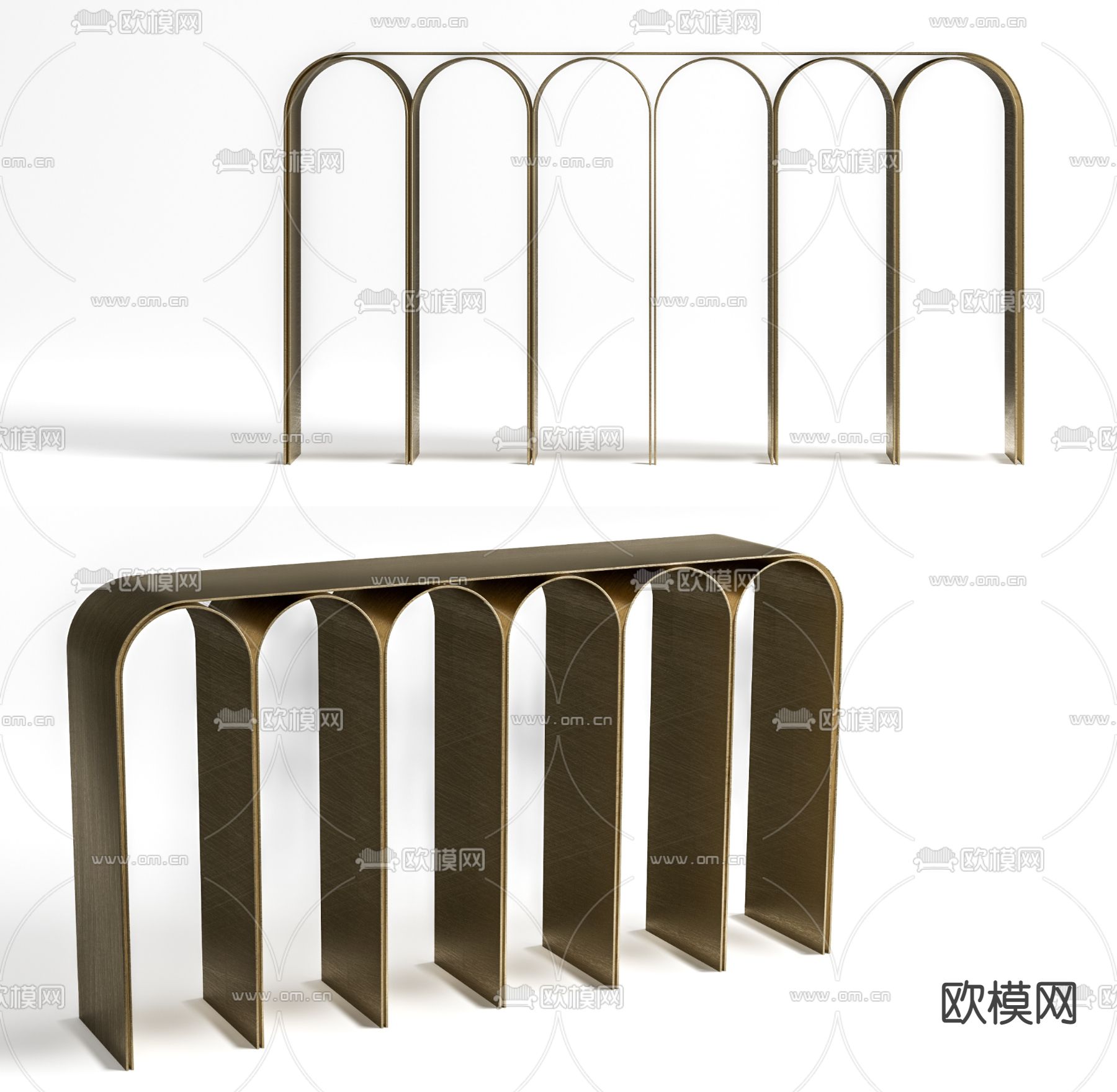 轻奢金属端景台 条案su模型