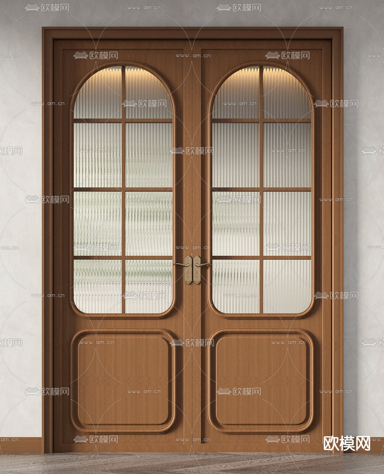 侘寂风双开门 入户门3d模型下载（渲染图2）