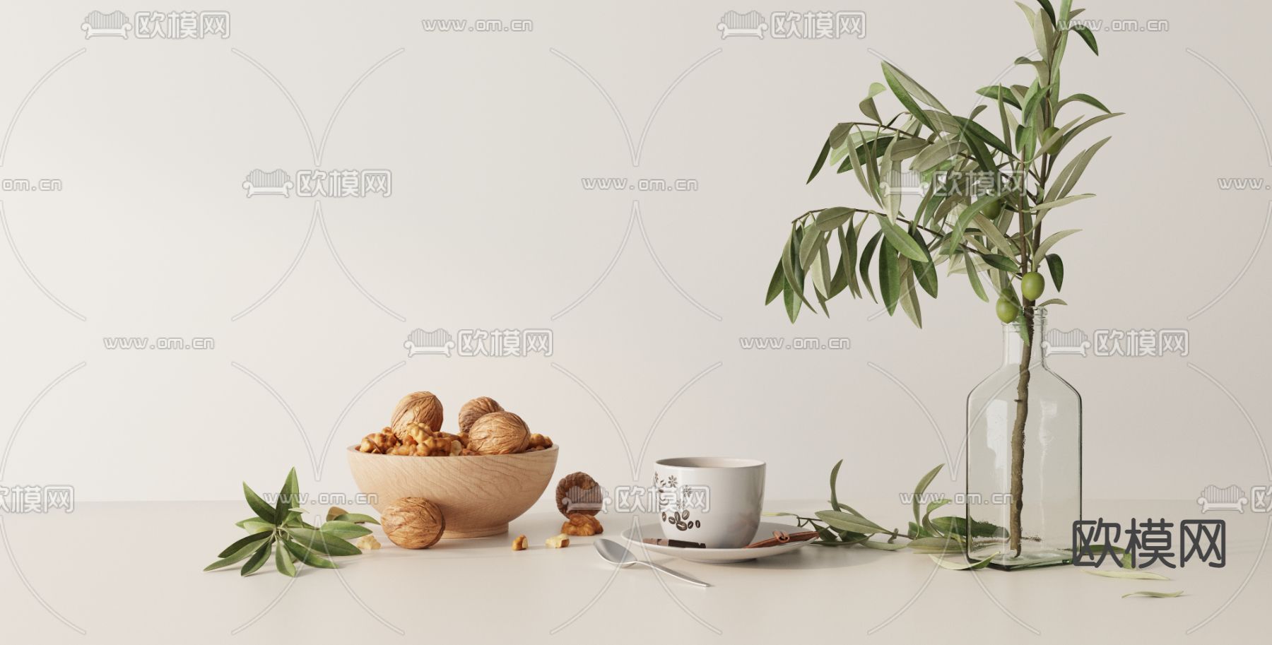 水培绿植 茶杯 核桃3d模型下载