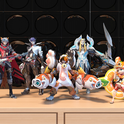  王者荣耀英雄群像潮玩 手办su模型 