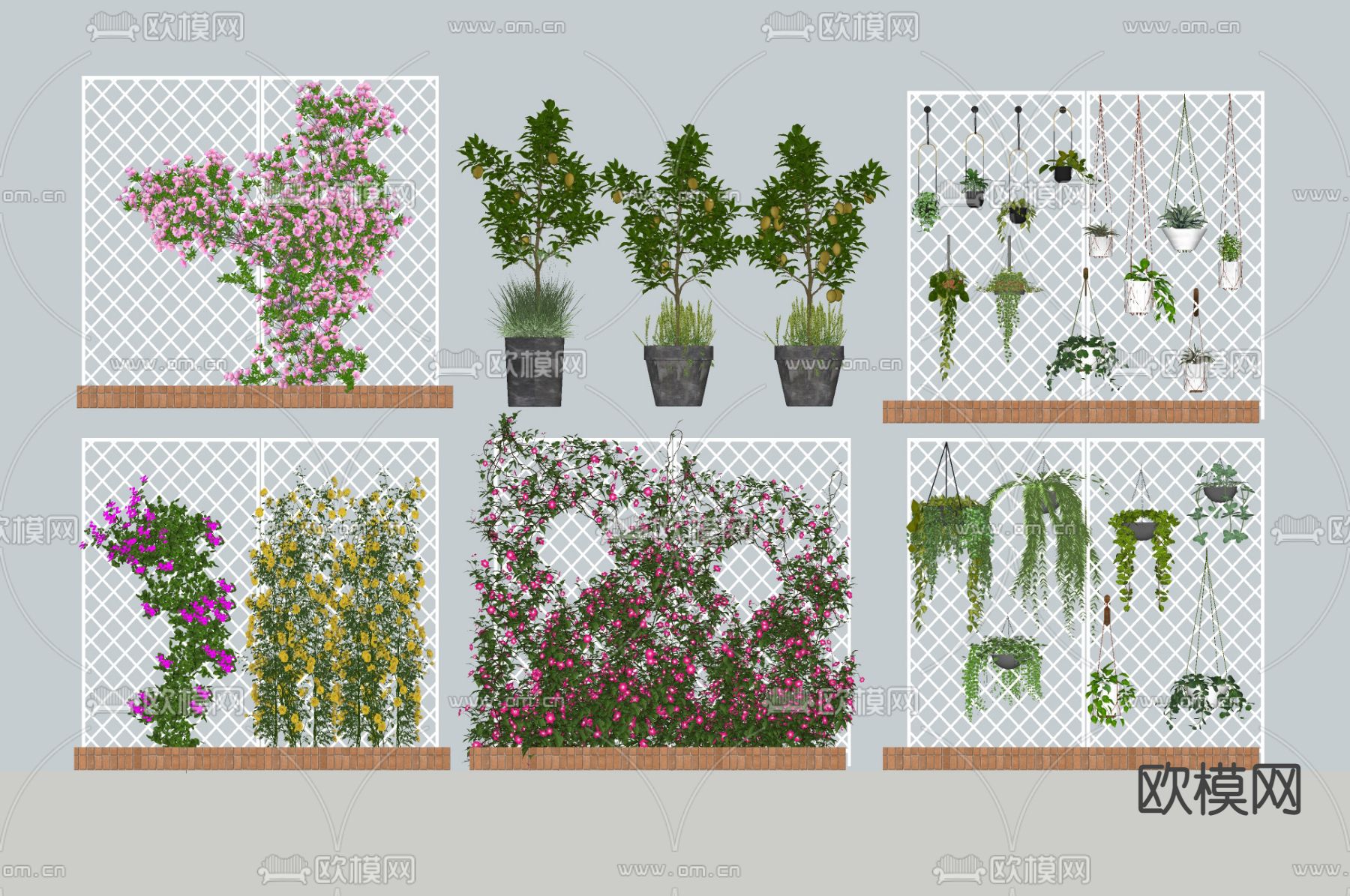 现代绿植盆栽su模型下载