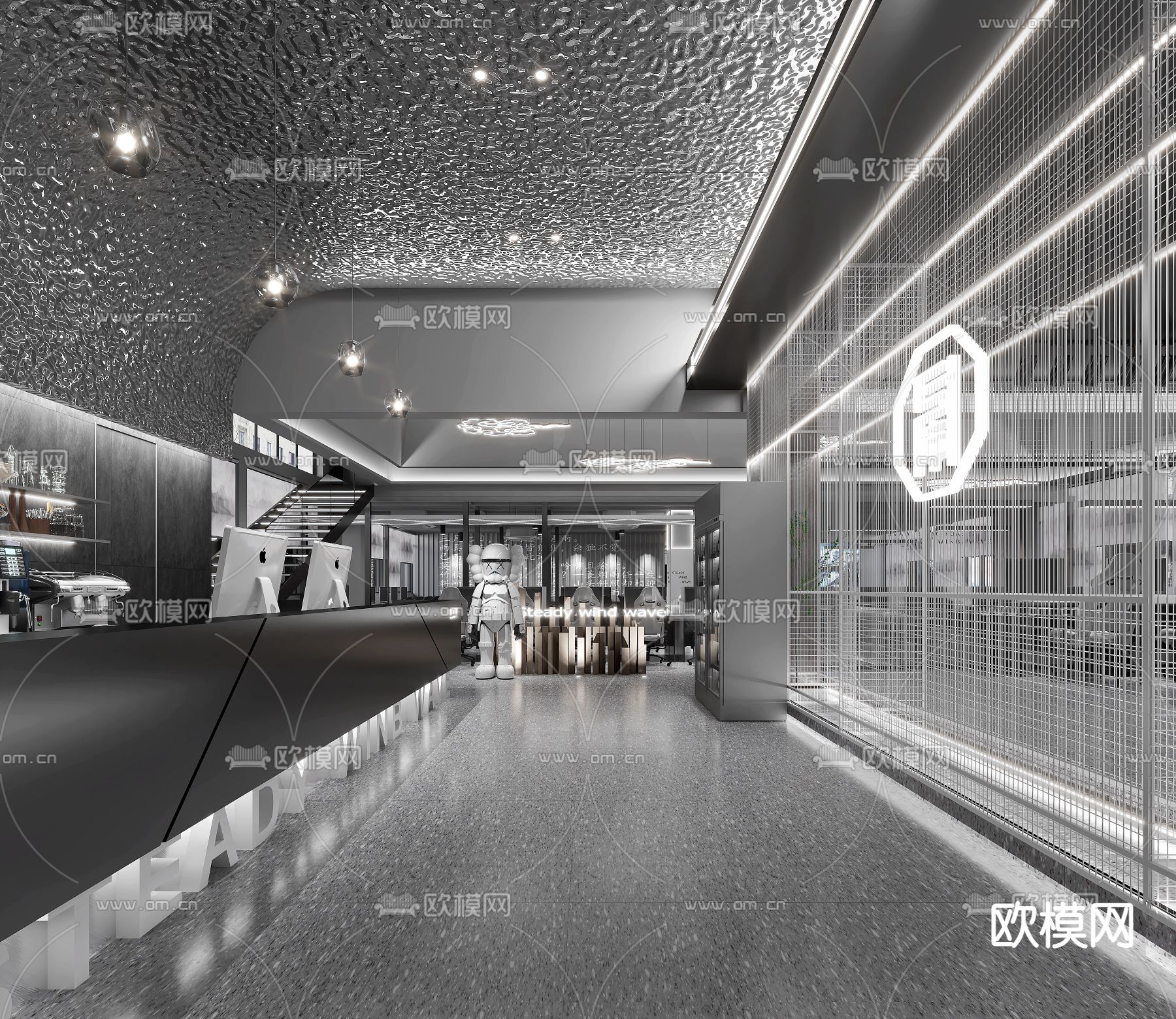 网咖 网吧 电竞馆3d模型下载（渲染图3）